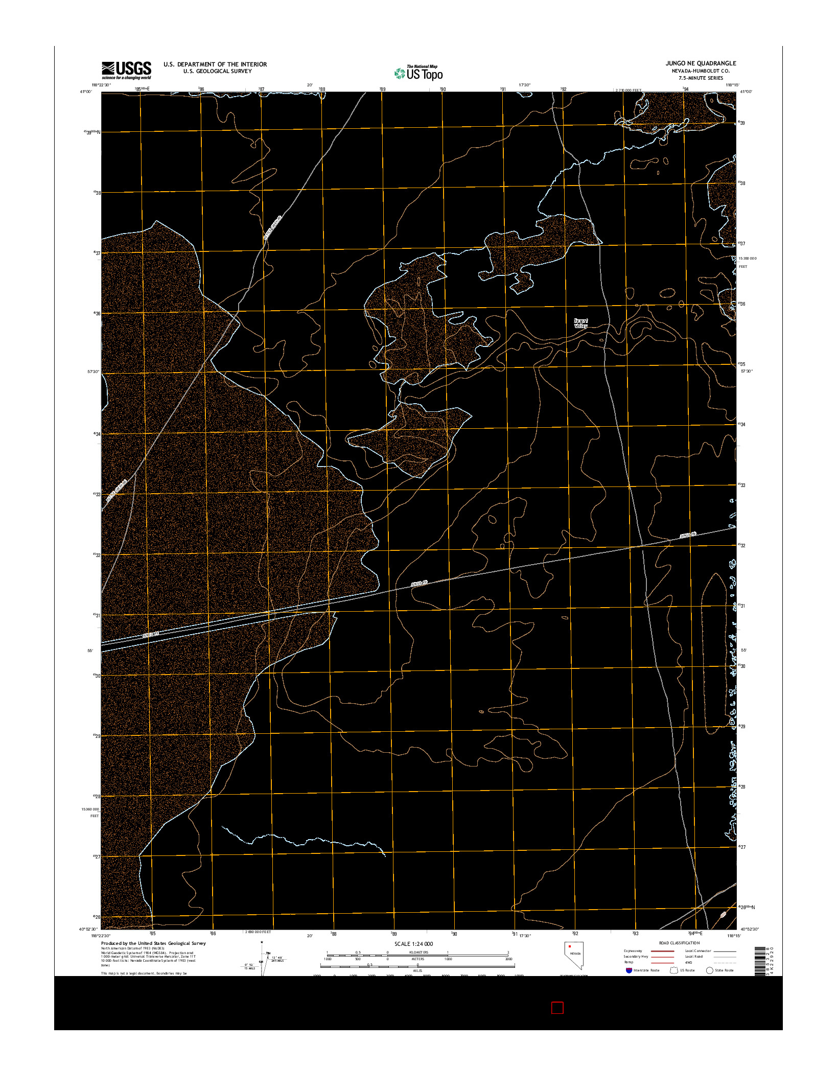 USGS US TOPO 7.5-MINUTE MAP FOR JUNGO NE, NV 2014