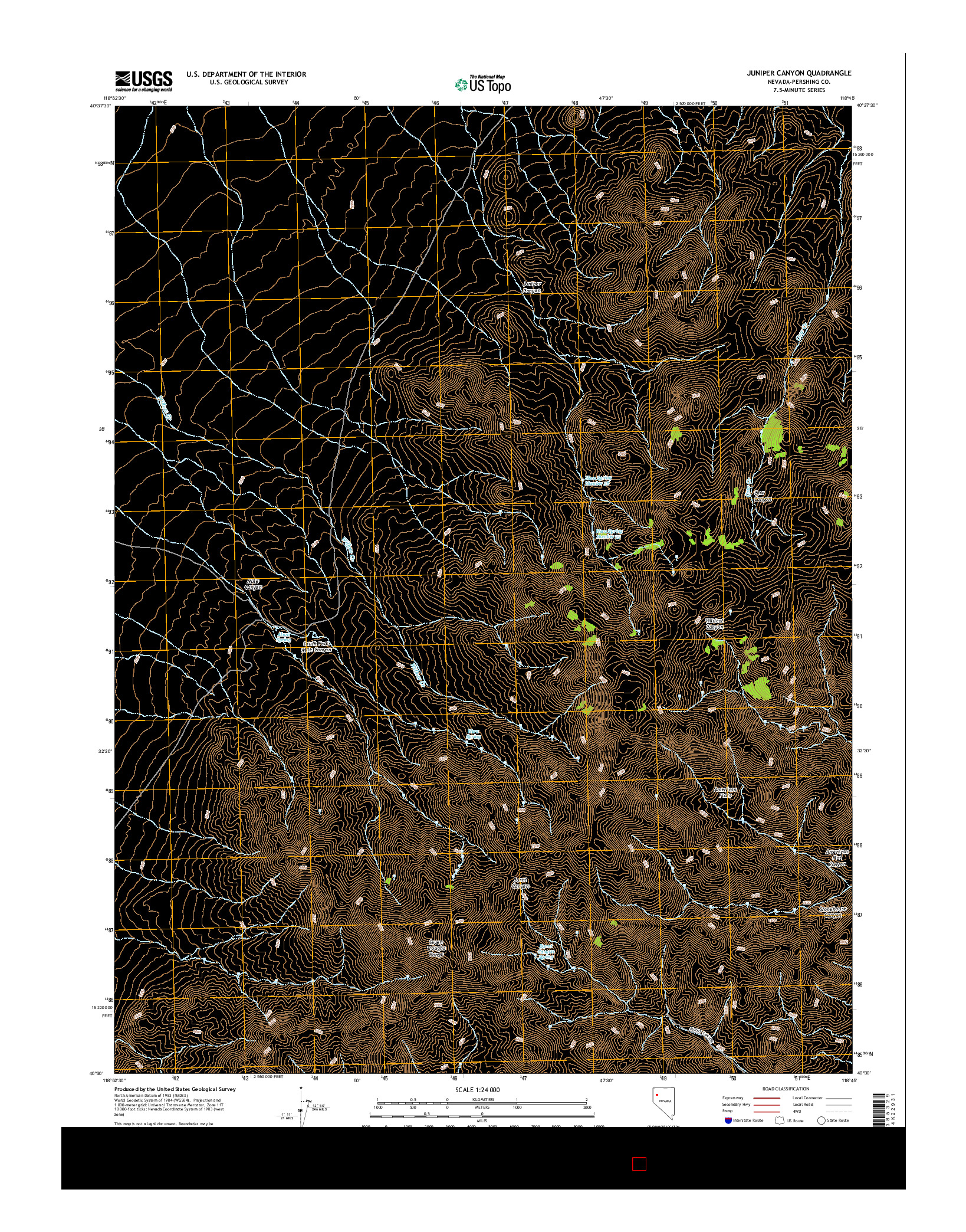 USGS US TOPO 7.5-MINUTE MAP FOR JUNIPER CANYON, NV 2014