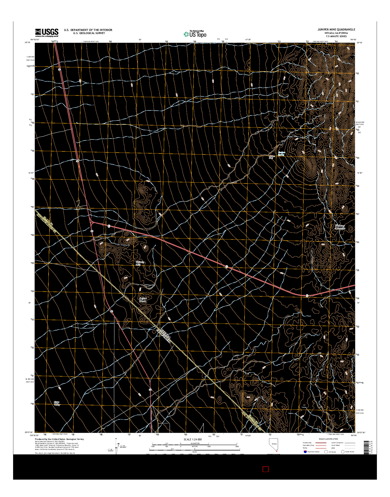 USGS US TOPO 7.5-MINUTE MAP FOR JUNIPER MINE, NV-CA 2014
