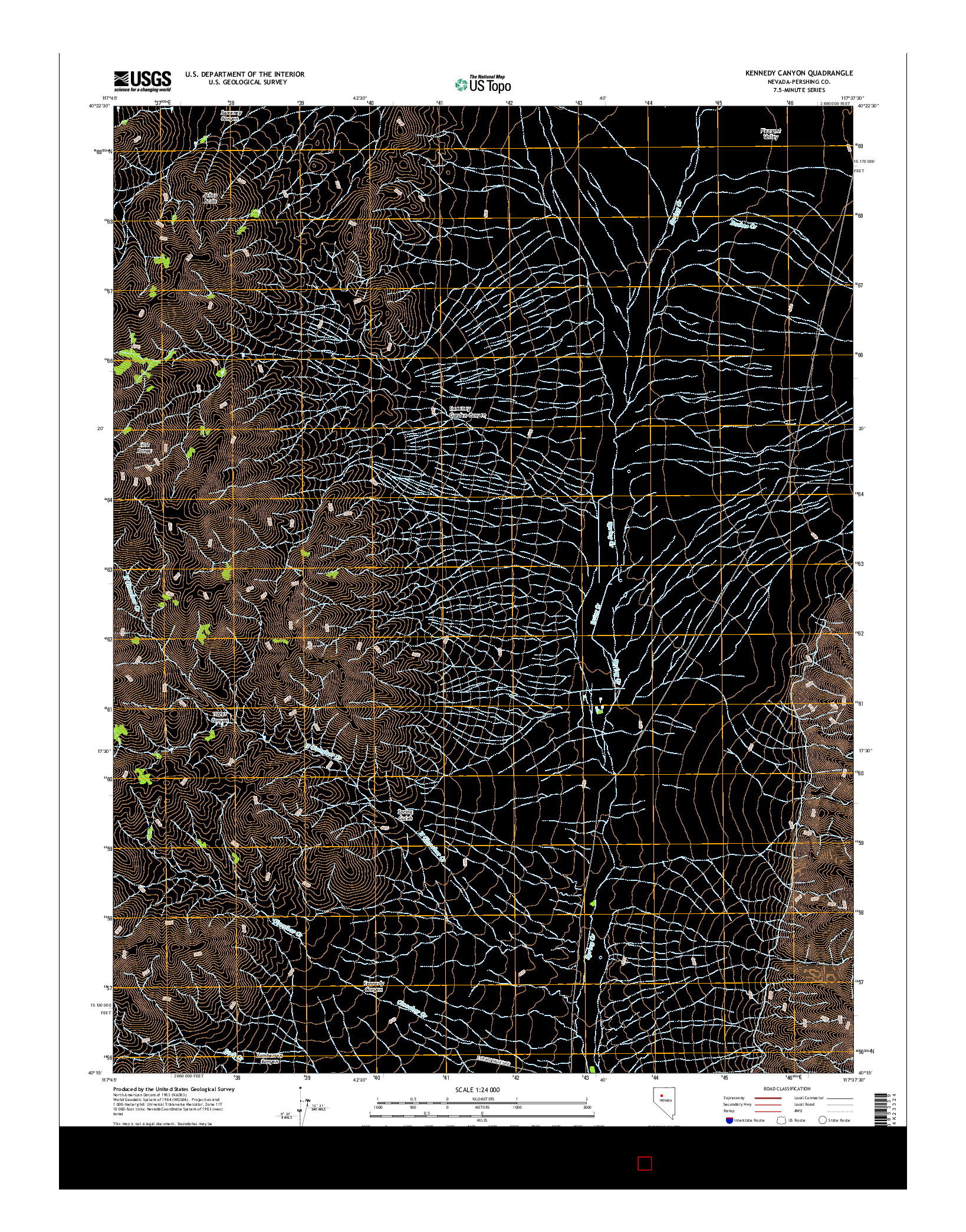 USGS US TOPO 7.5-MINUTE MAP FOR KENNEDY CANYON, NV 2014