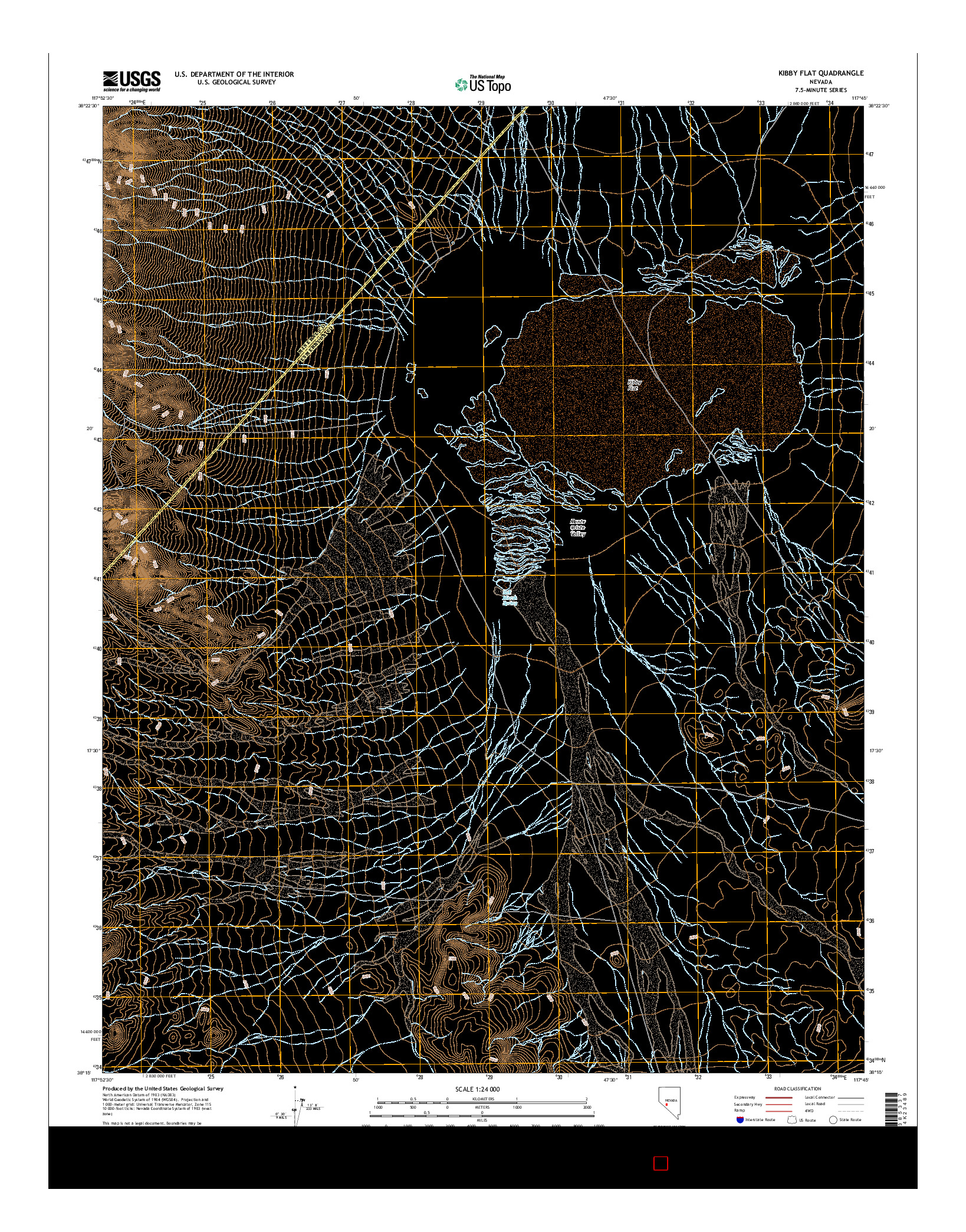 USGS US TOPO 7.5-MINUTE MAP FOR KIBBY FLAT, NV 2014