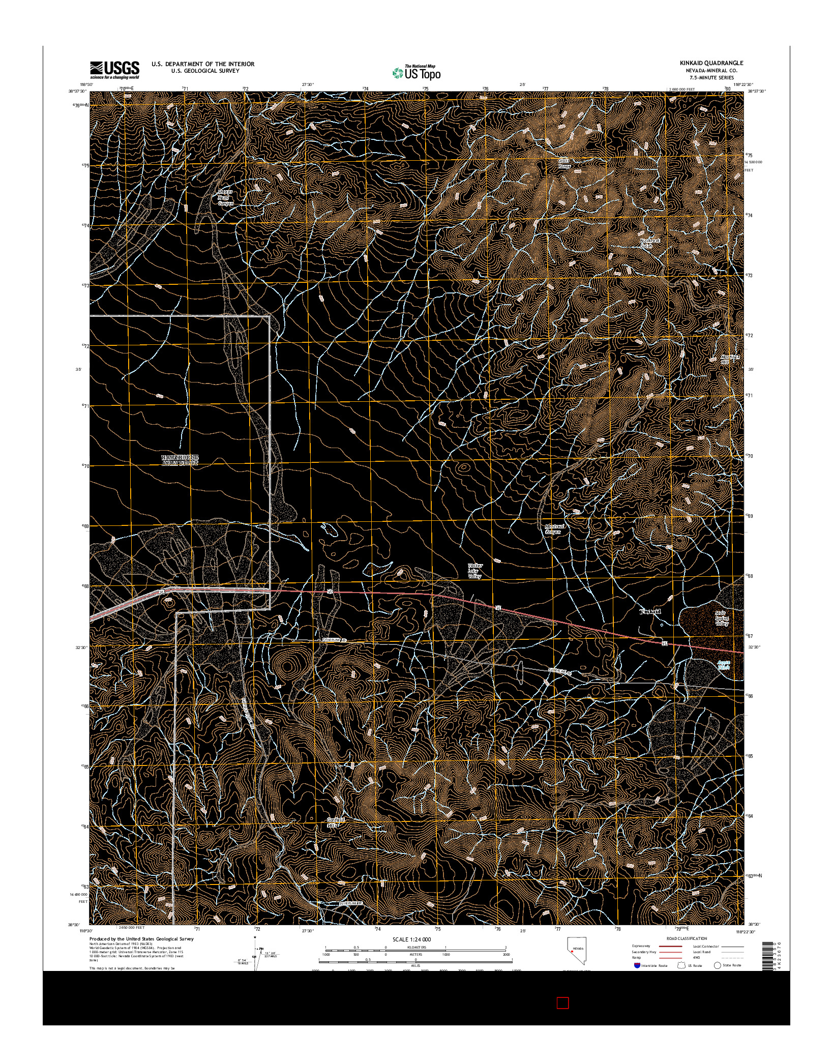 USGS US TOPO 7.5-MINUTE MAP FOR KINKAID, NV 2014