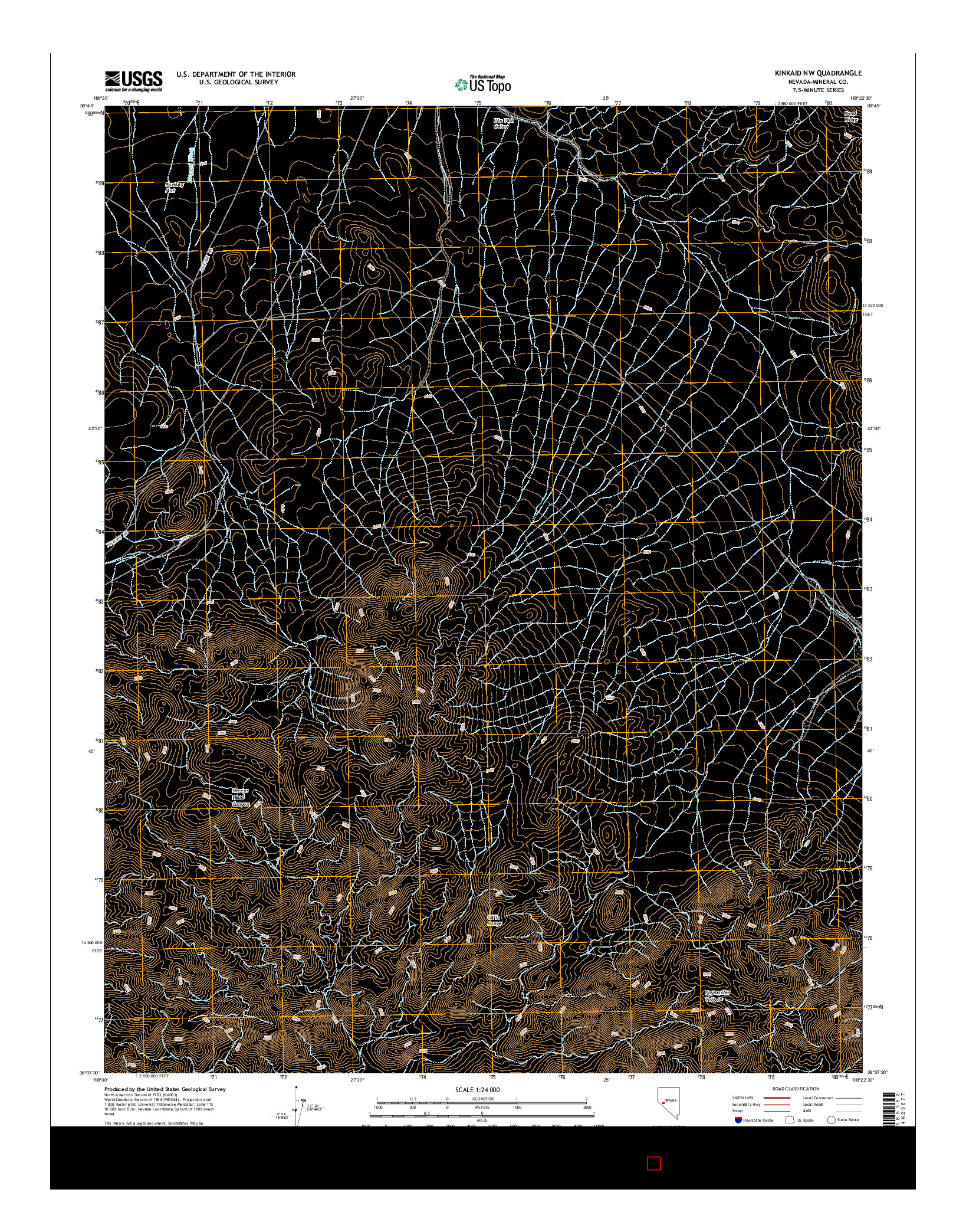 USGS US TOPO 7.5-MINUTE MAP FOR KINKAID NW, NV 2014