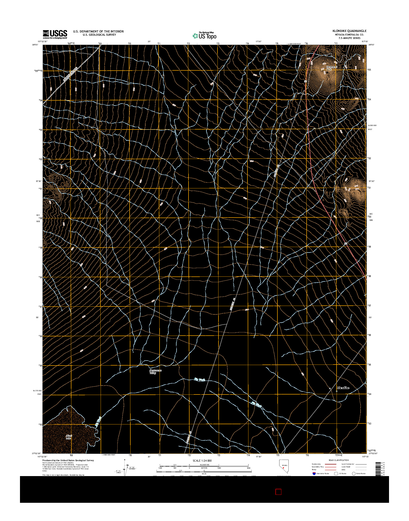 USGS US TOPO 7.5-MINUTE MAP FOR KLONDIKE, NV 2014
