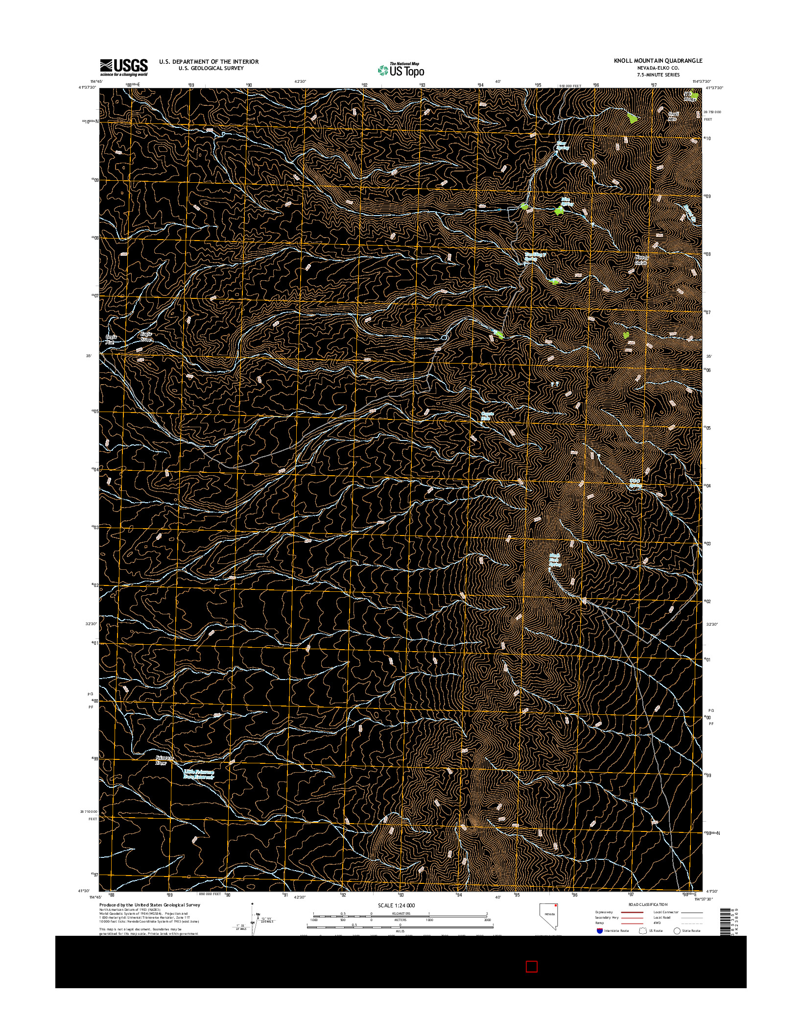 USGS US TOPO 7.5-MINUTE MAP FOR KNOLL MOUNTAIN, NV 2014
