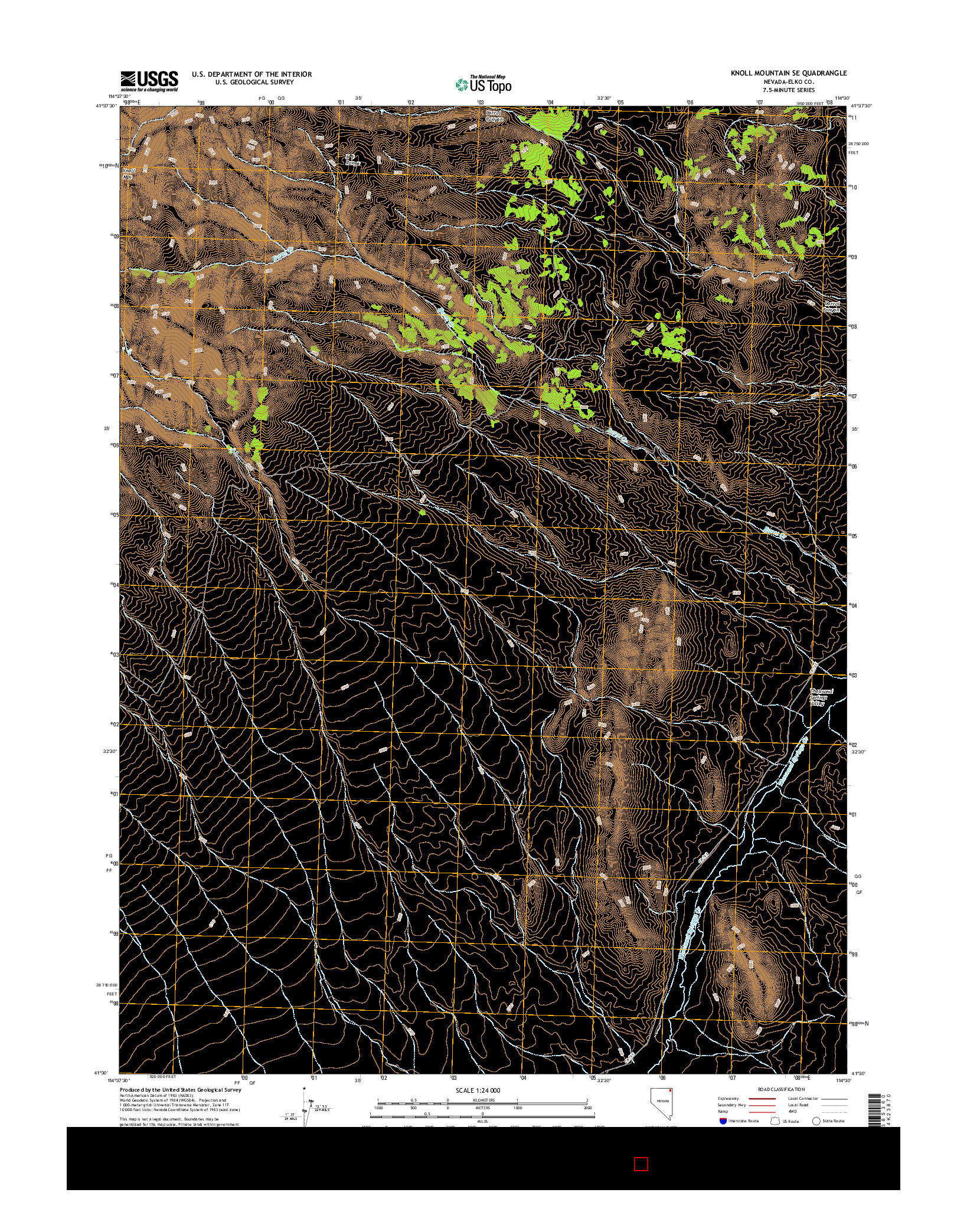 USGS US TOPO 7.5-MINUTE MAP FOR KNOLL MOUNTAIN SE, NV 2014