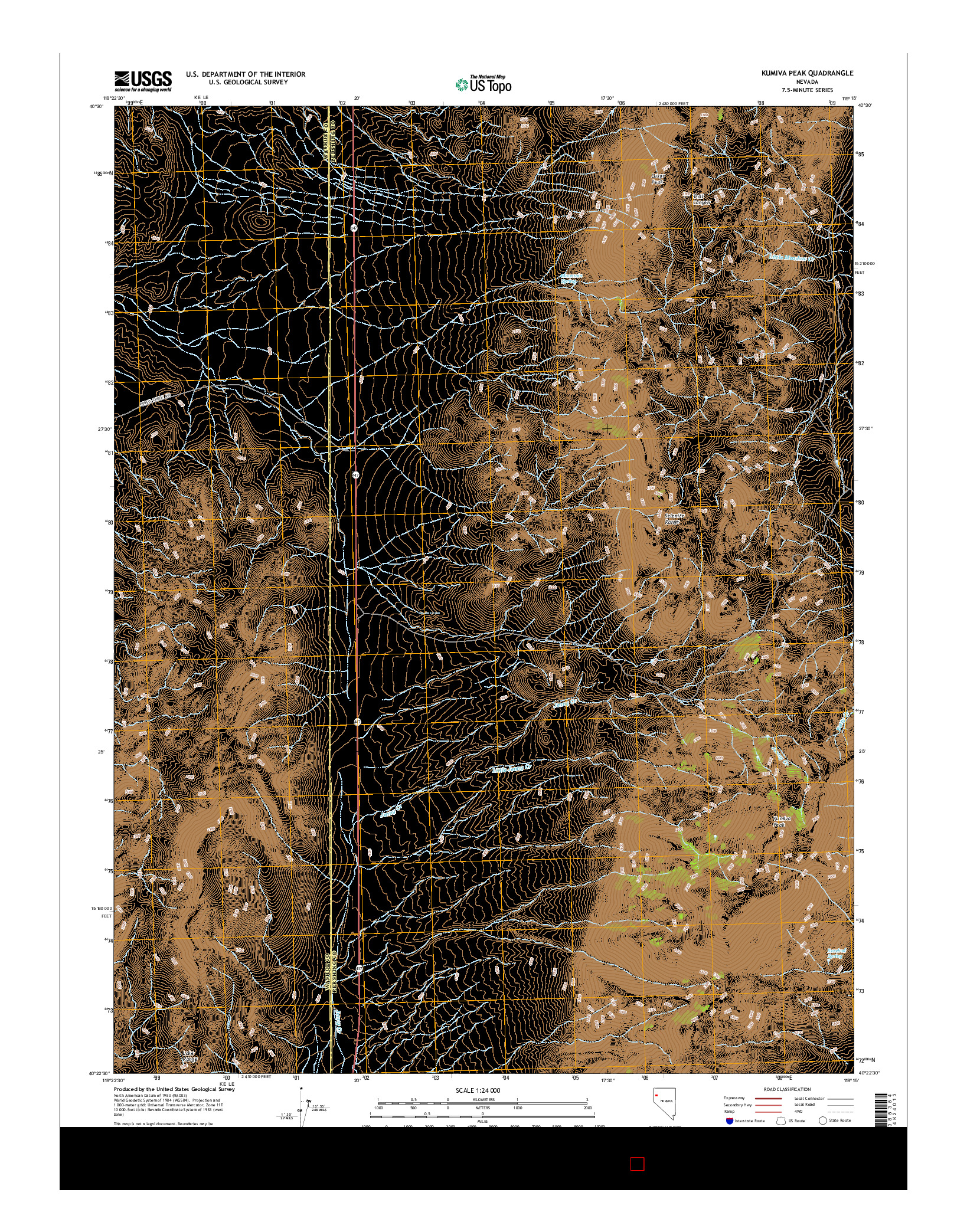 USGS US TOPO 7.5-MINUTE MAP FOR KUMIVA PEAK, NV 2014