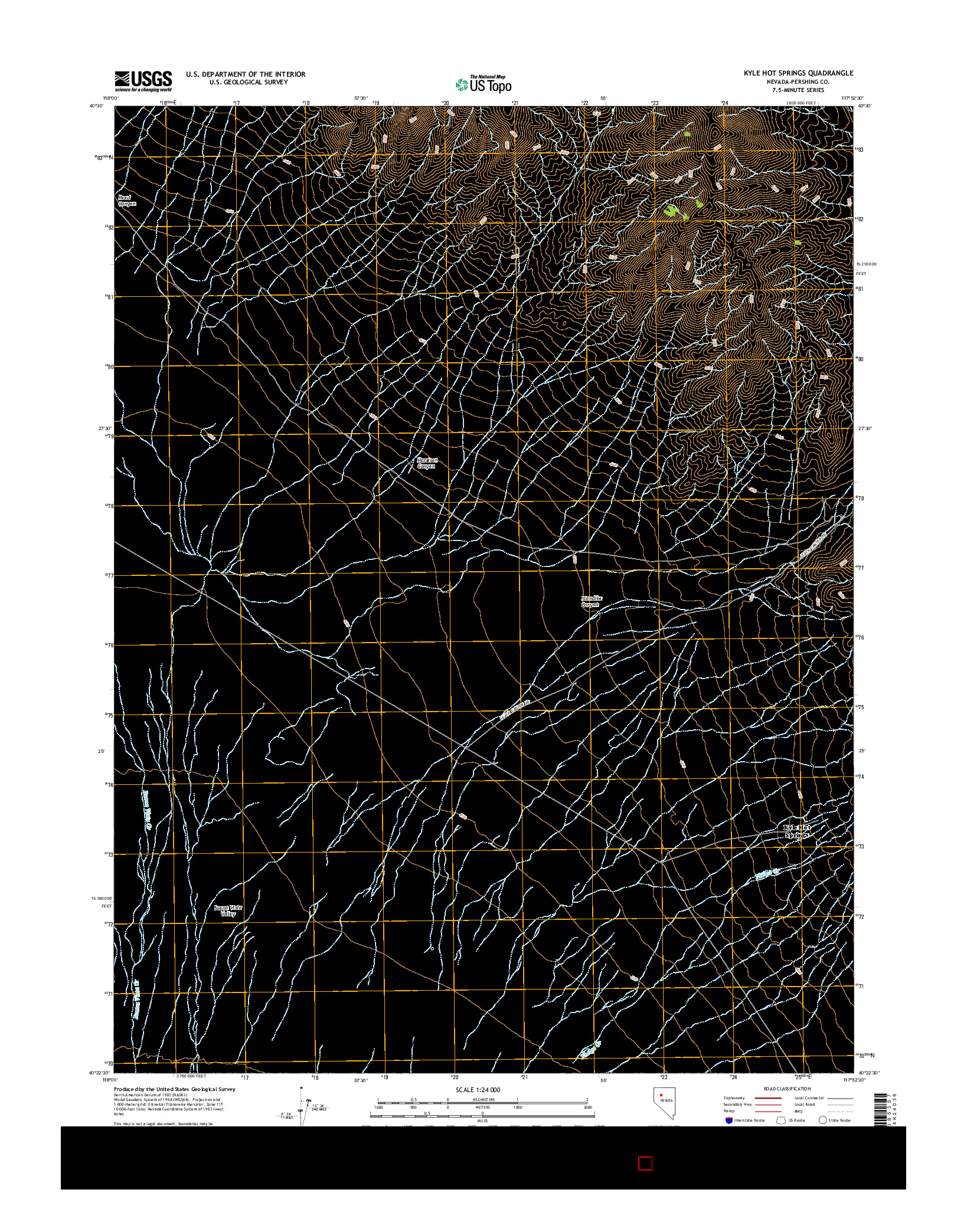 USGS US TOPO 7.5-MINUTE MAP FOR KYLE HOT SPRINGS, NV 2014