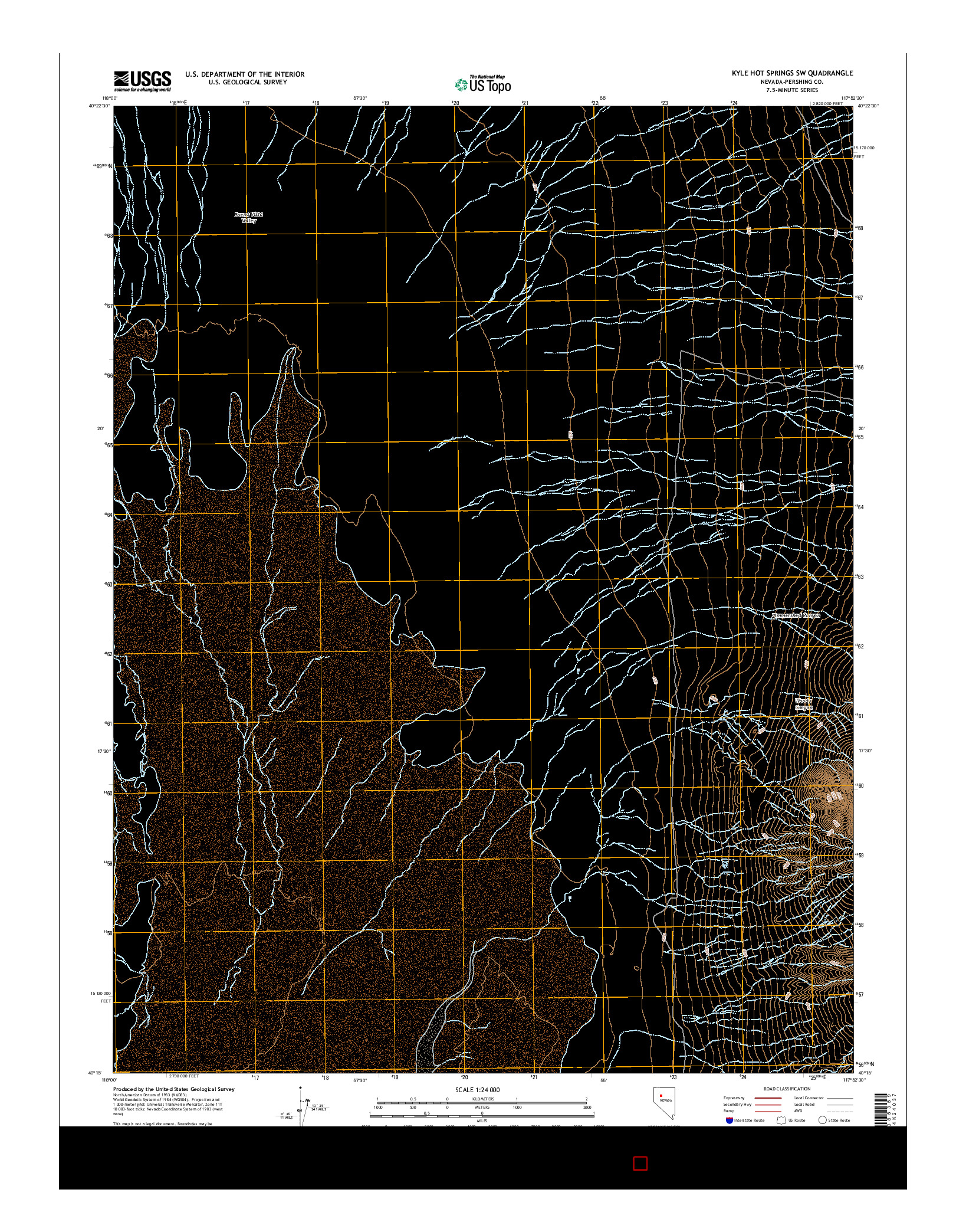 USGS US TOPO 7.5-MINUTE MAP FOR KYLE HOT SPRINGS SW, NV 2014