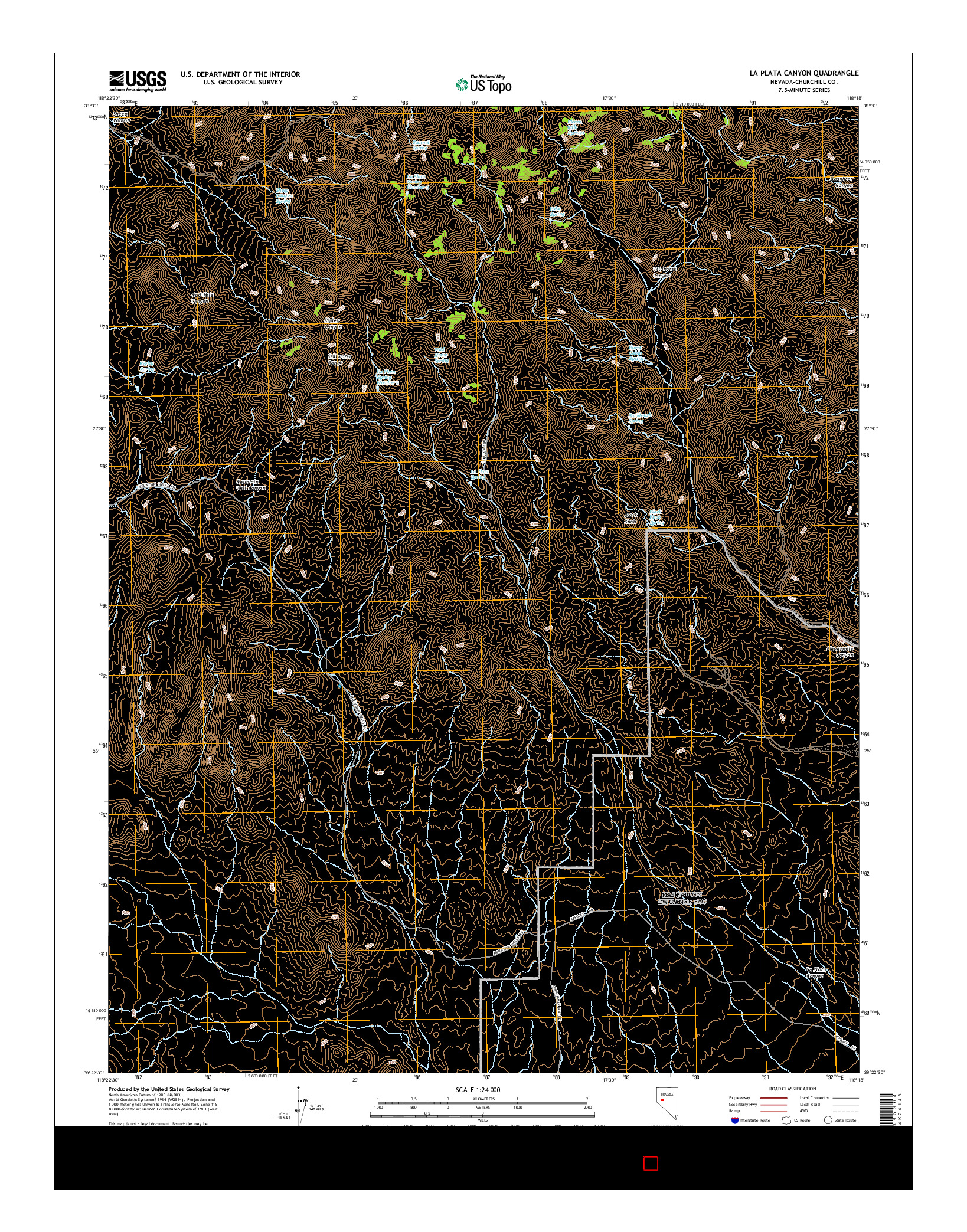 USGS US TOPO 7.5-MINUTE MAP FOR LA PLATA CANYON, NV 2014