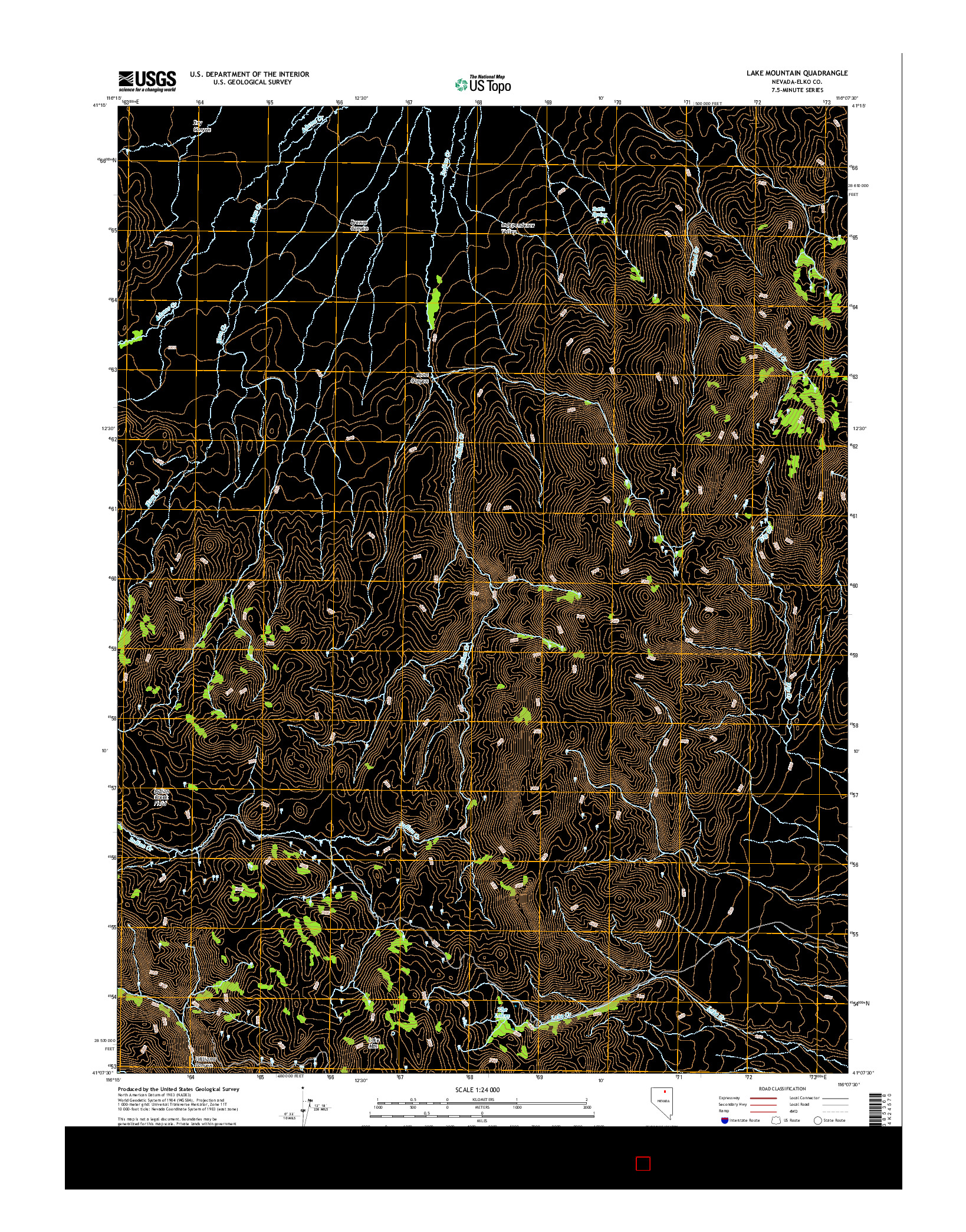 USGS US TOPO 7.5-MINUTE MAP FOR LAKE MOUNTAIN, NV 2014