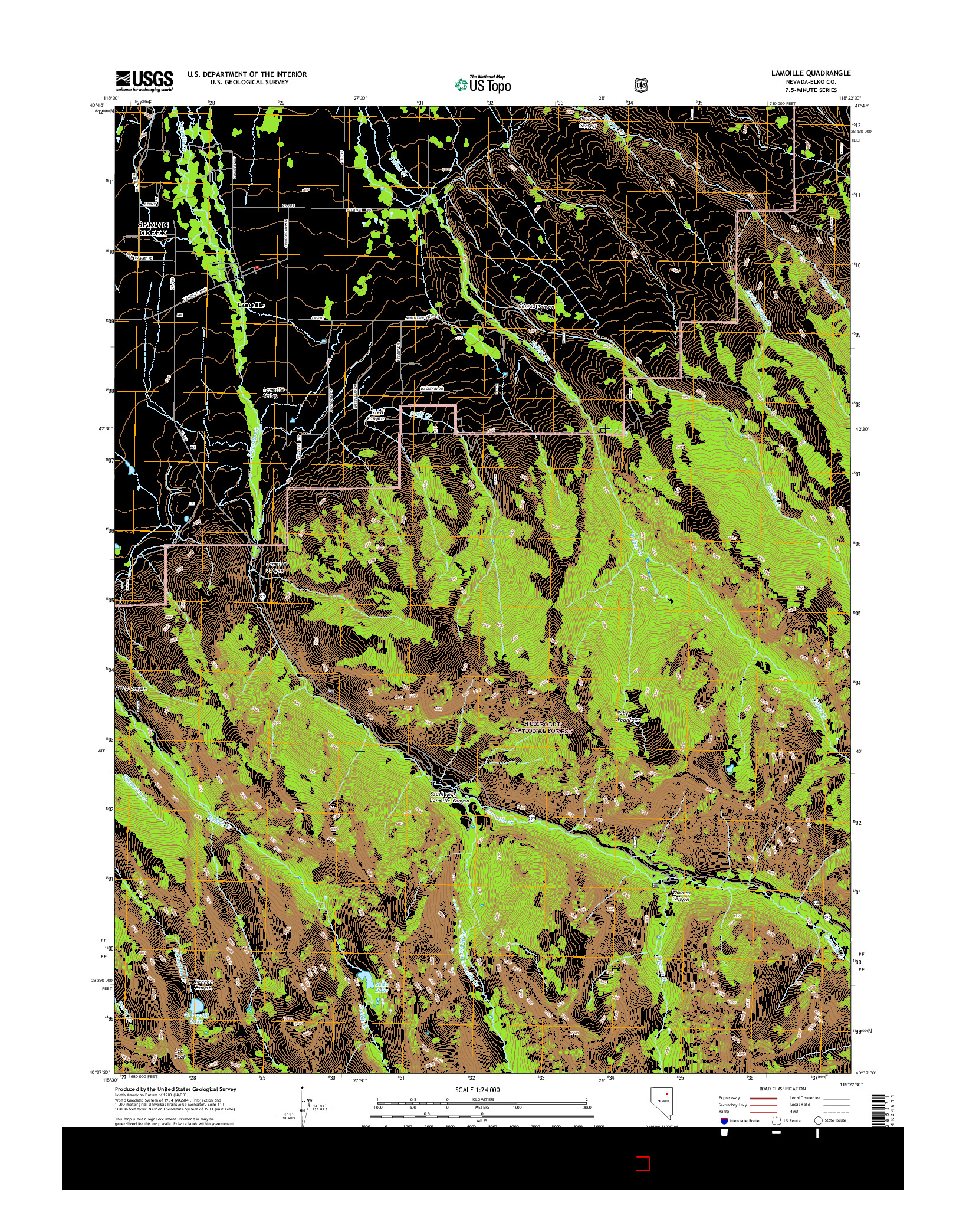 USGS US TOPO 7.5-MINUTE MAP FOR LAMOILLE, NV 2014