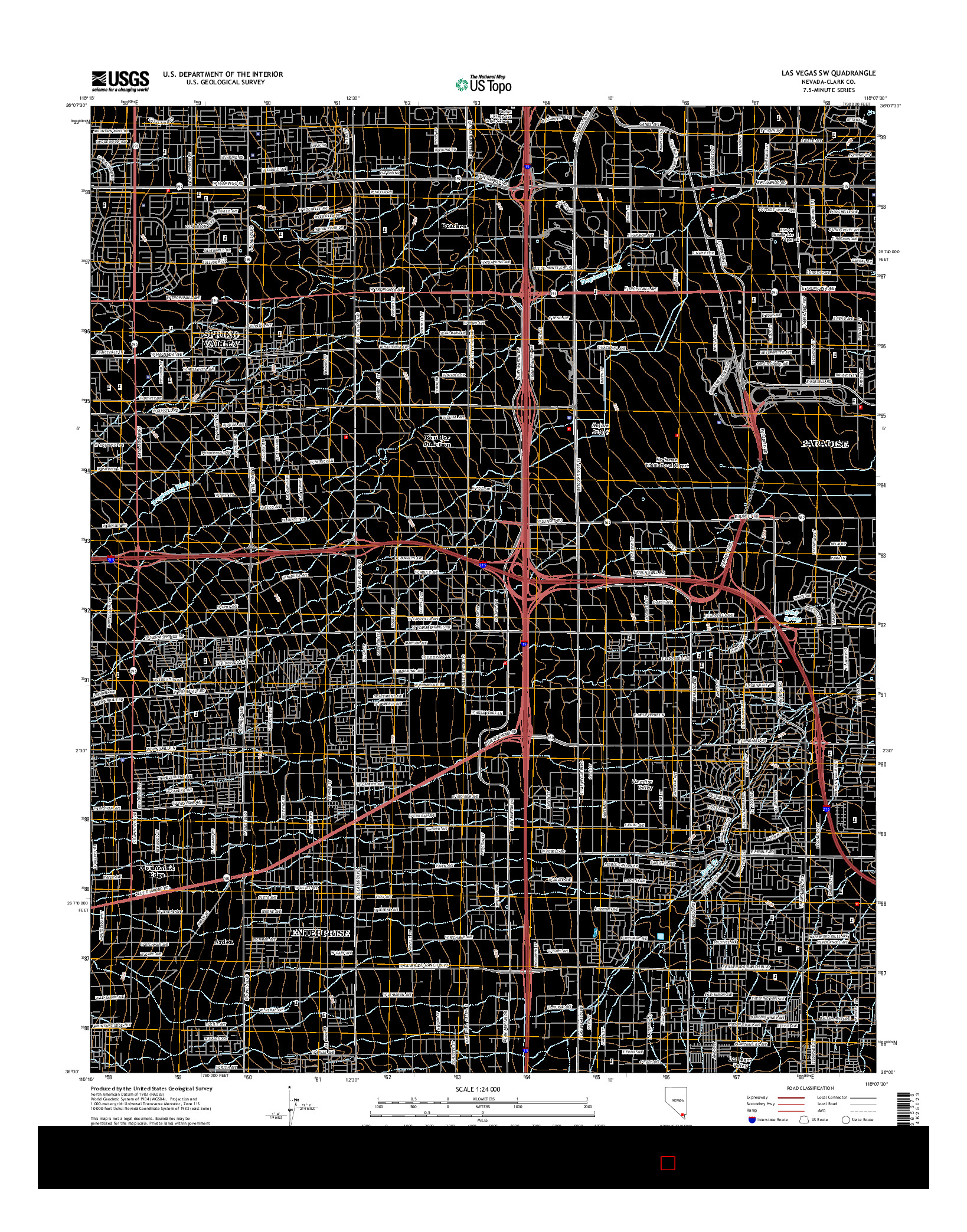 USGS US TOPO 7.5-MINUTE MAP FOR LAS VEGAS SW, NV 2014