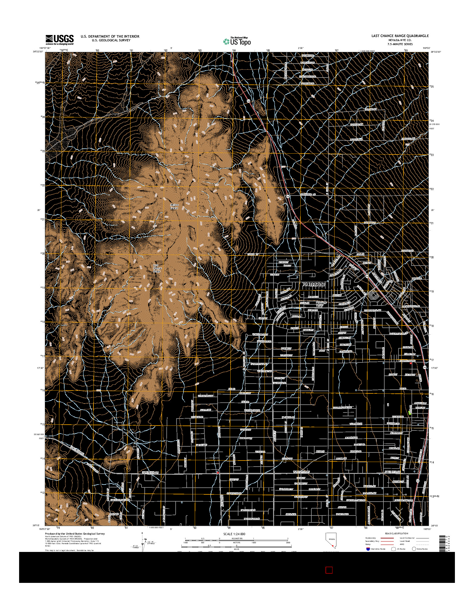 USGS US TOPO 7.5-MINUTE MAP FOR LAST CHANCE RANGE, NV 2014