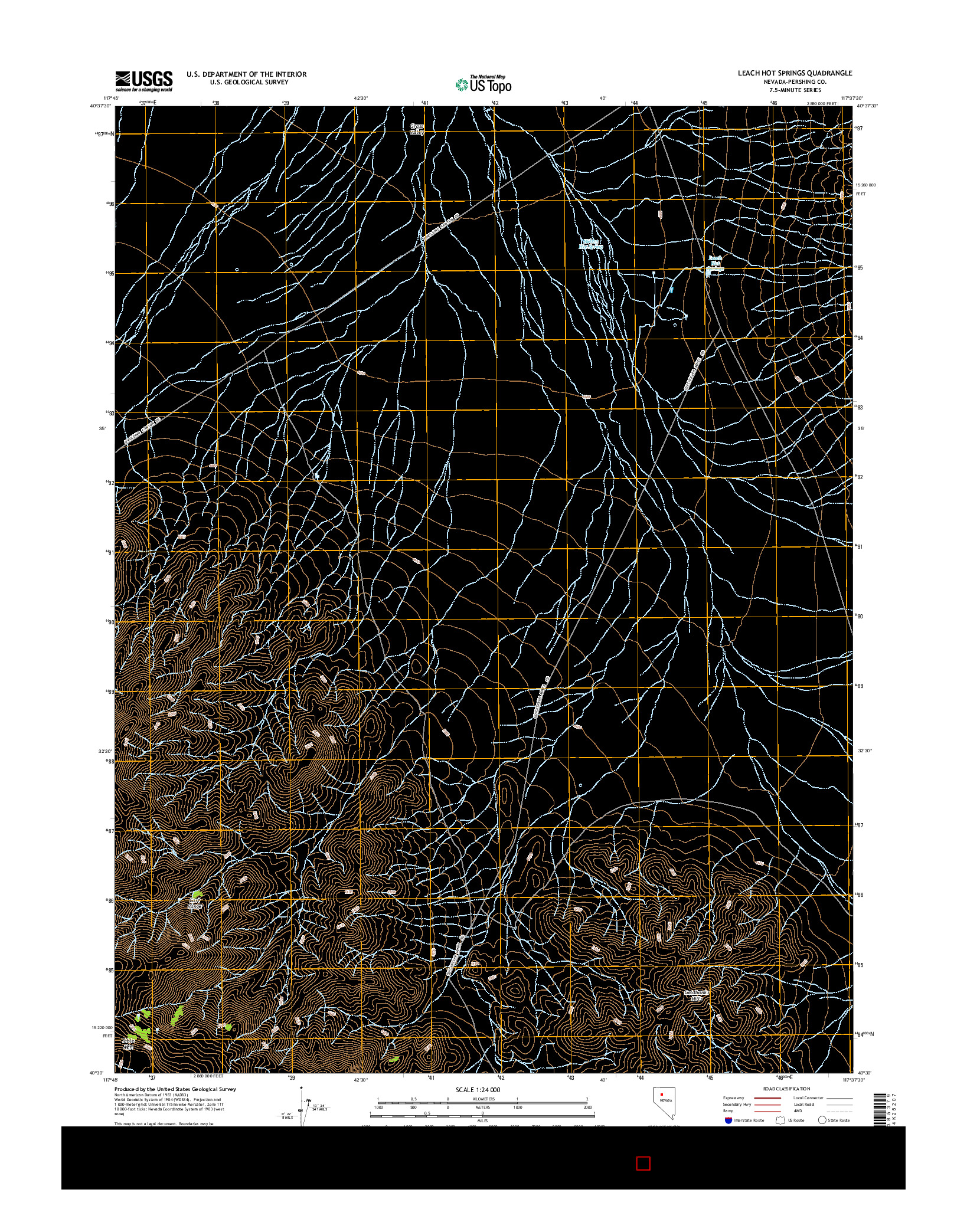 USGS US TOPO 7.5-MINUTE MAP FOR LEACH HOT SPRINGS, NV 2014