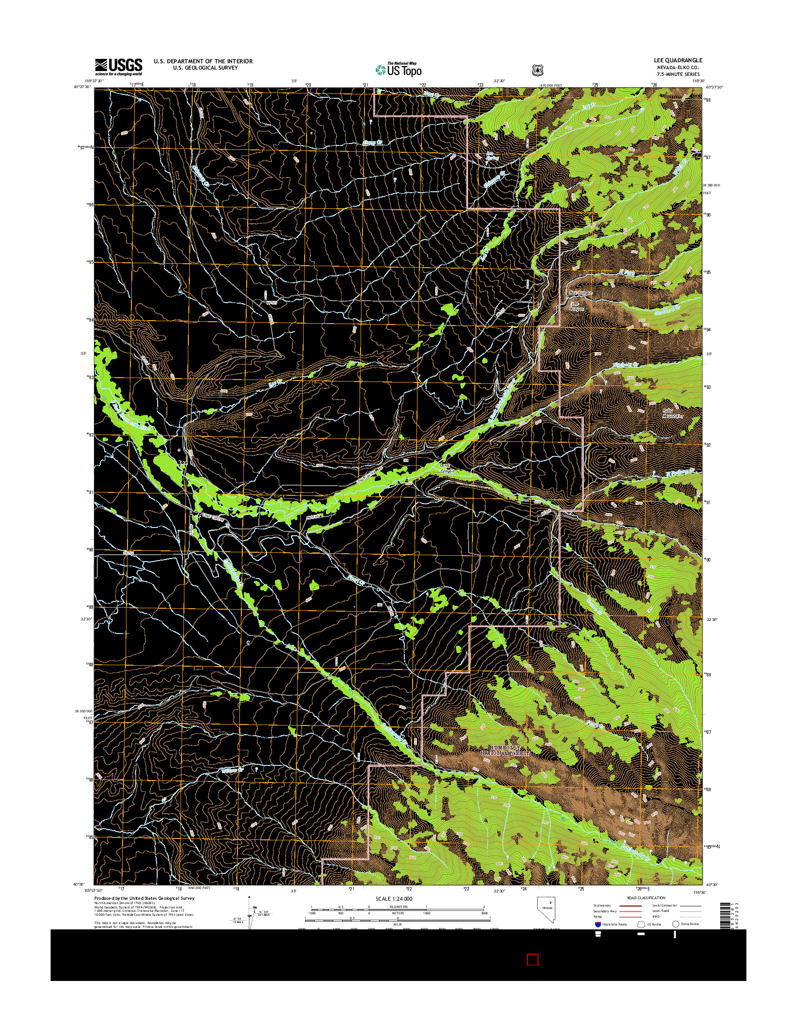 USGS US TOPO 7.5-MINUTE MAP FOR LEE, NV 2014