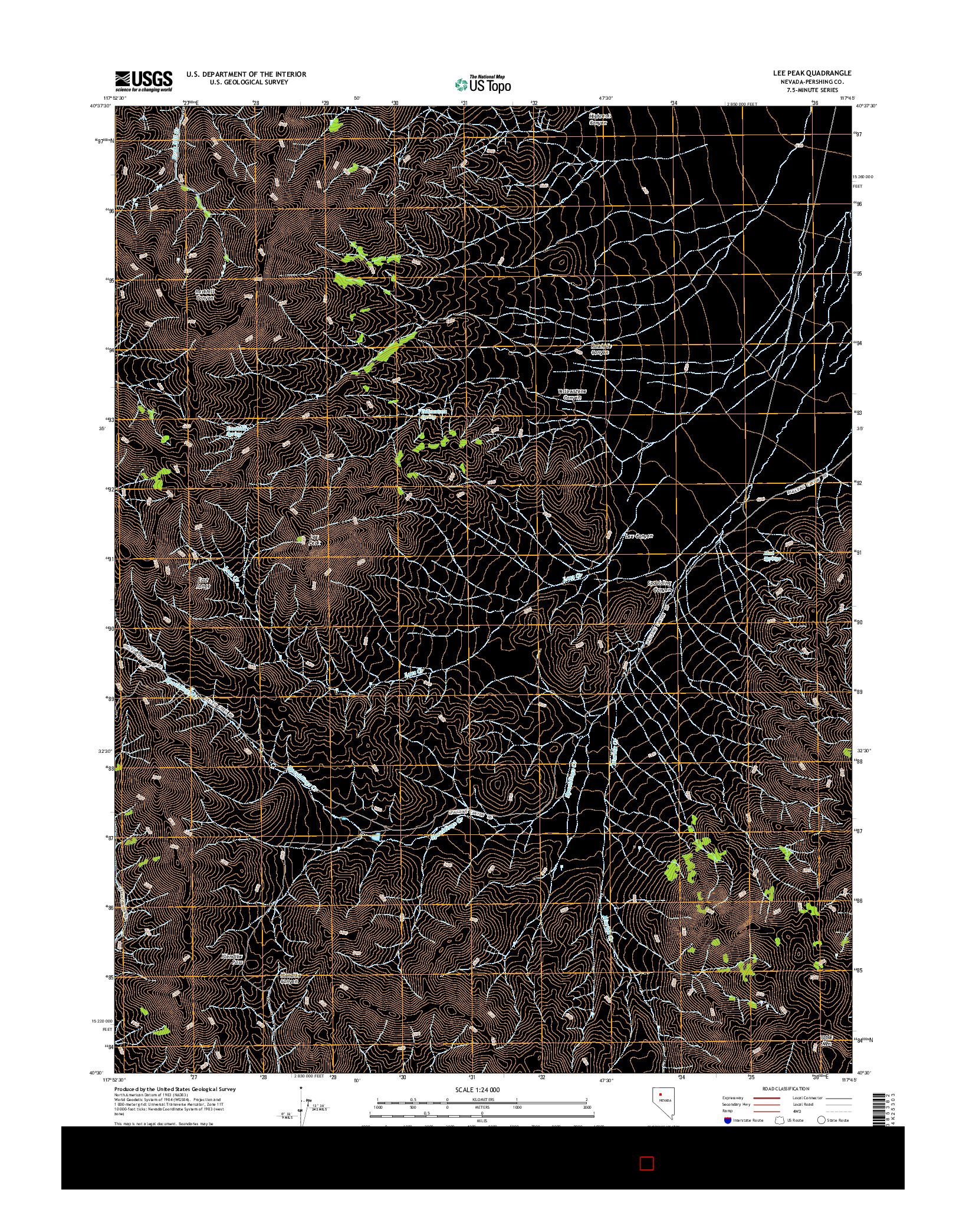 USGS US TOPO 7.5-MINUTE MAP FOR LEE PEAK, NV 2014