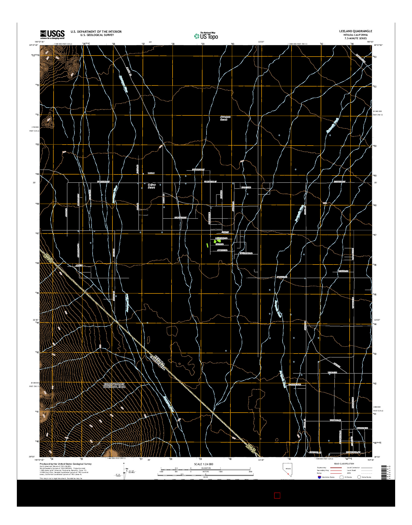 USGS US TOPO 7.5-MINUTE MAP FOR LEELAND, NV-CA 2014