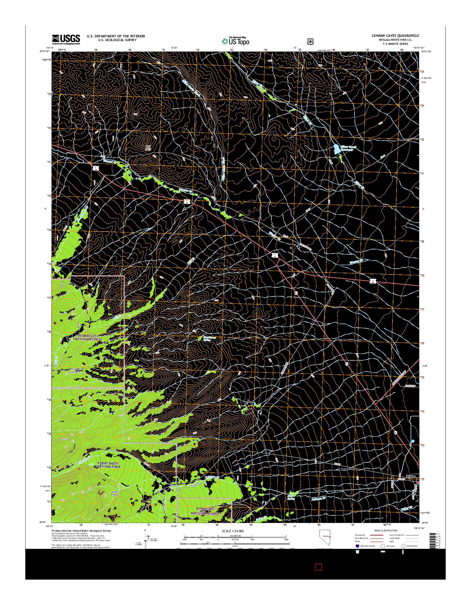 USGS US TOPO 7.5-MINUTE MAP FOR LEHMAN CAVES, NV 2014