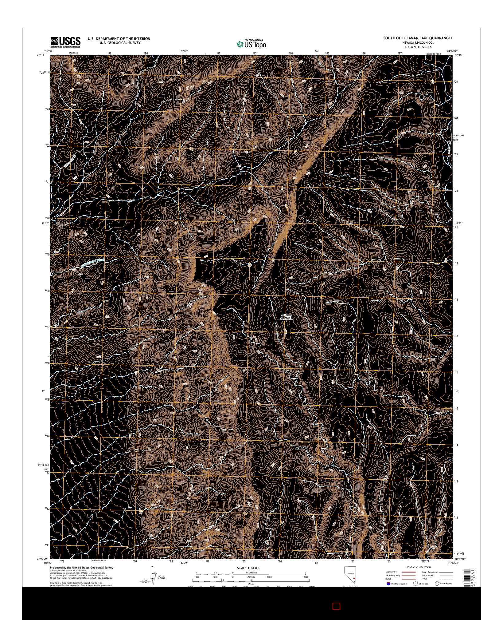 USGS US TOPO 7.5-MINUTE MAP FOR SOUTH OF DELAMAR LAKE, NV 2014