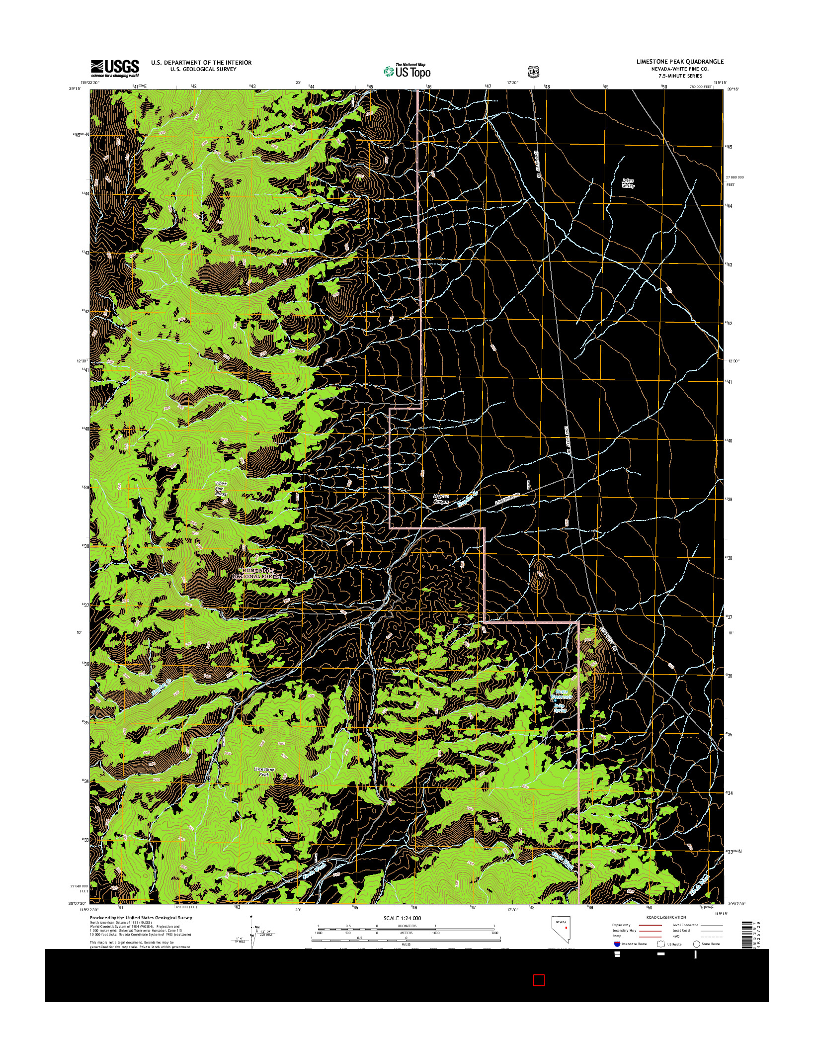 USGS US TOPO 7.5-MINUTE MAP FOR LIMESTONE PEAK, NV 2014