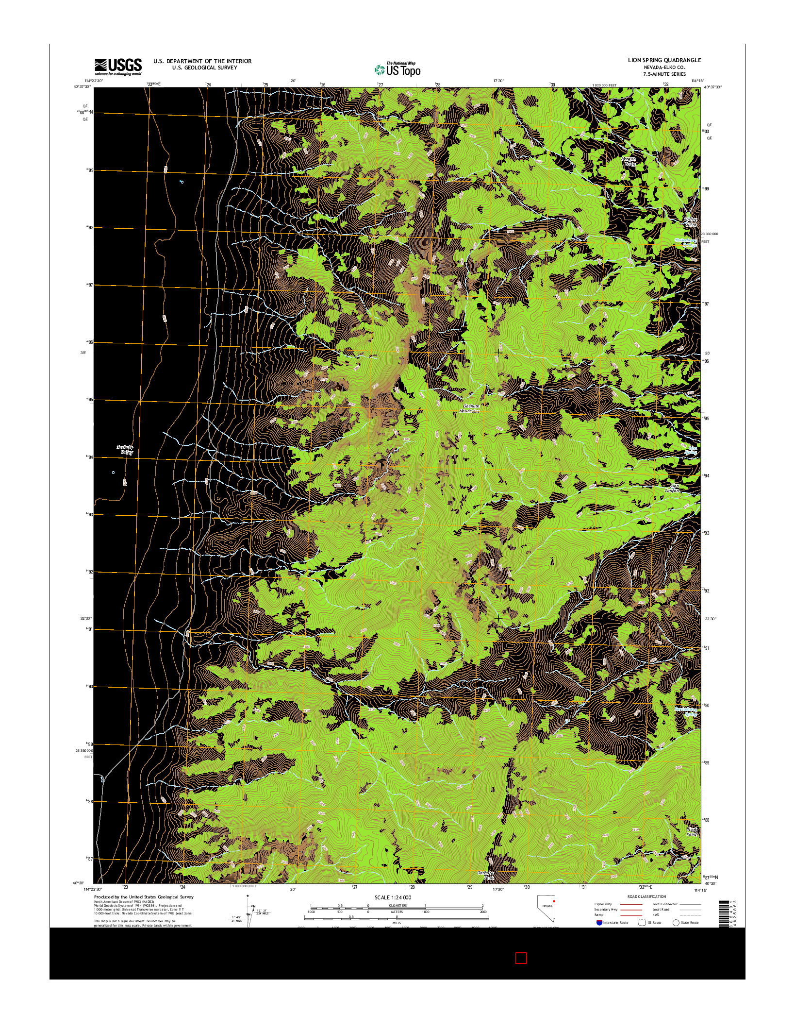 USGS US TOPO 7.5-MINUTE MAP FOR LION SPRING, NV 2014