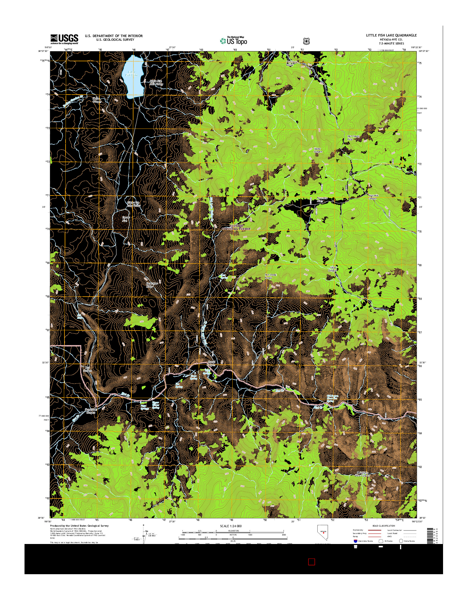 USGS US TOPO 7.5-MINUTE MAP FOR LITTLE FISH LAKE, NV 2014