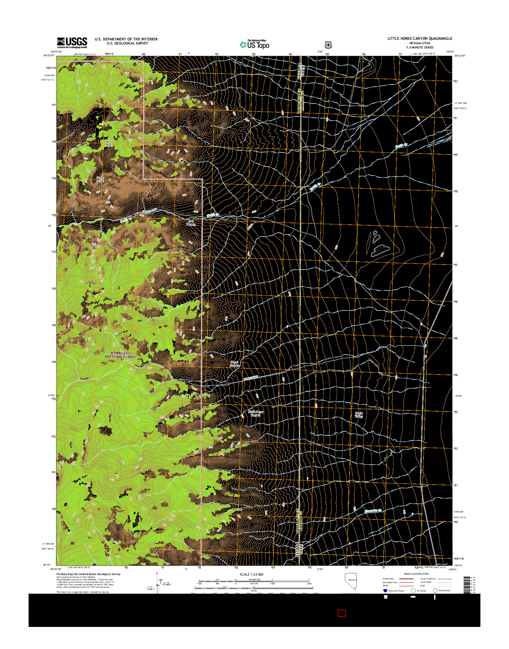 USGS US TOPO 7.5-MINUTE MAP FOR LITTLE HORSE CANYON, NV-UT 2014