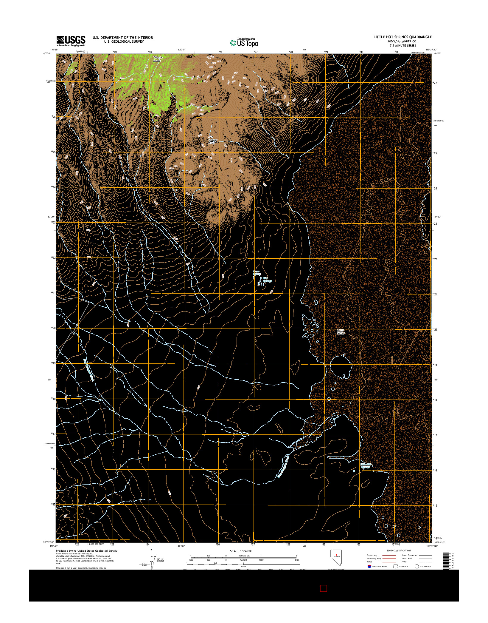 USGS US TOPO 7.5-MINUTE MAP FOR LITTLE HOT SPRINGS, NV 2014