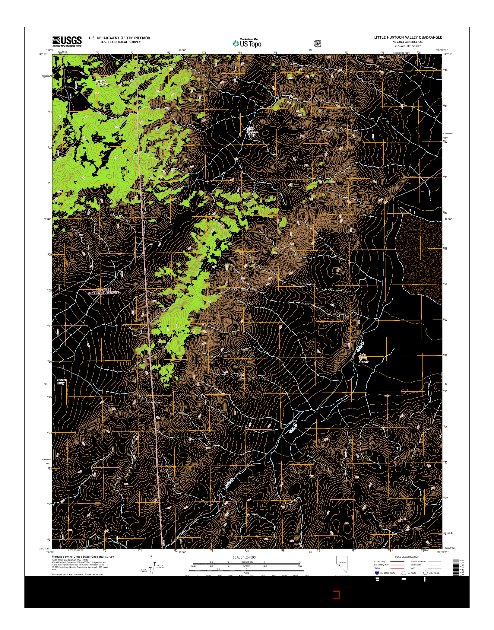 USGS US TOPO 7.5-MINUTE MAP FOR LITTLE HUNTOON VALLEY, NV 2014