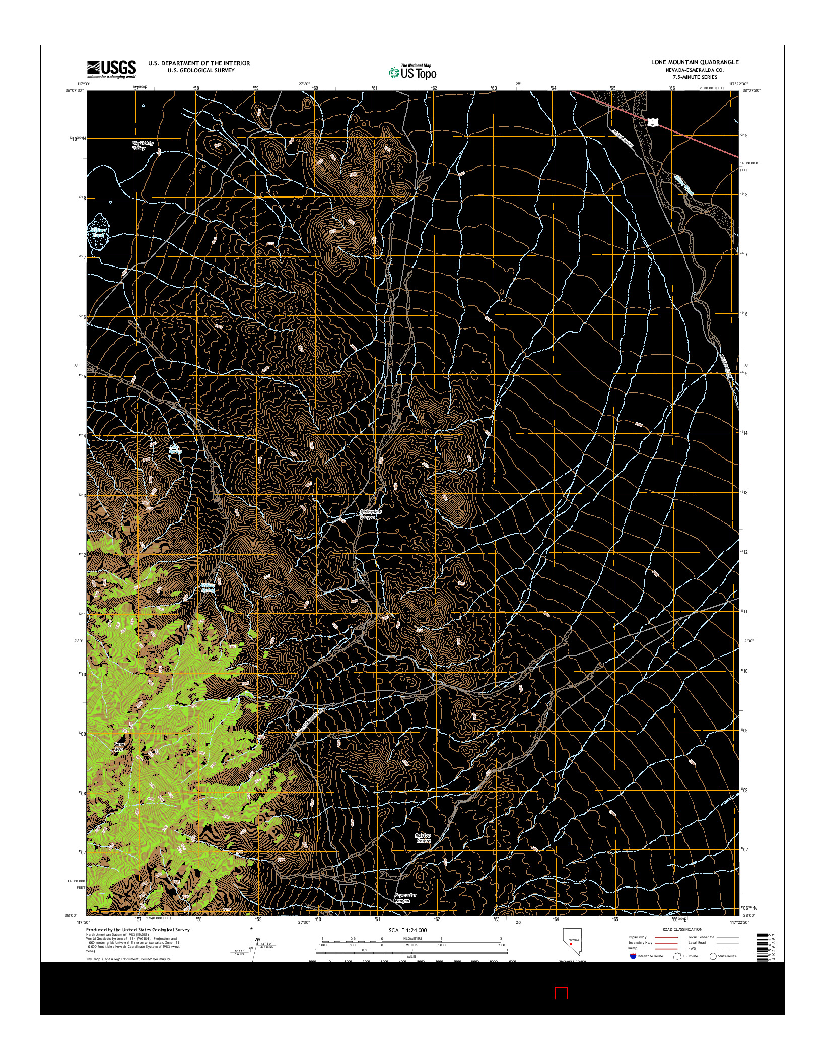 USGS US TOPO 7.5-MINUTE MAP FOR LONE MOUNTAIN, NV 2014