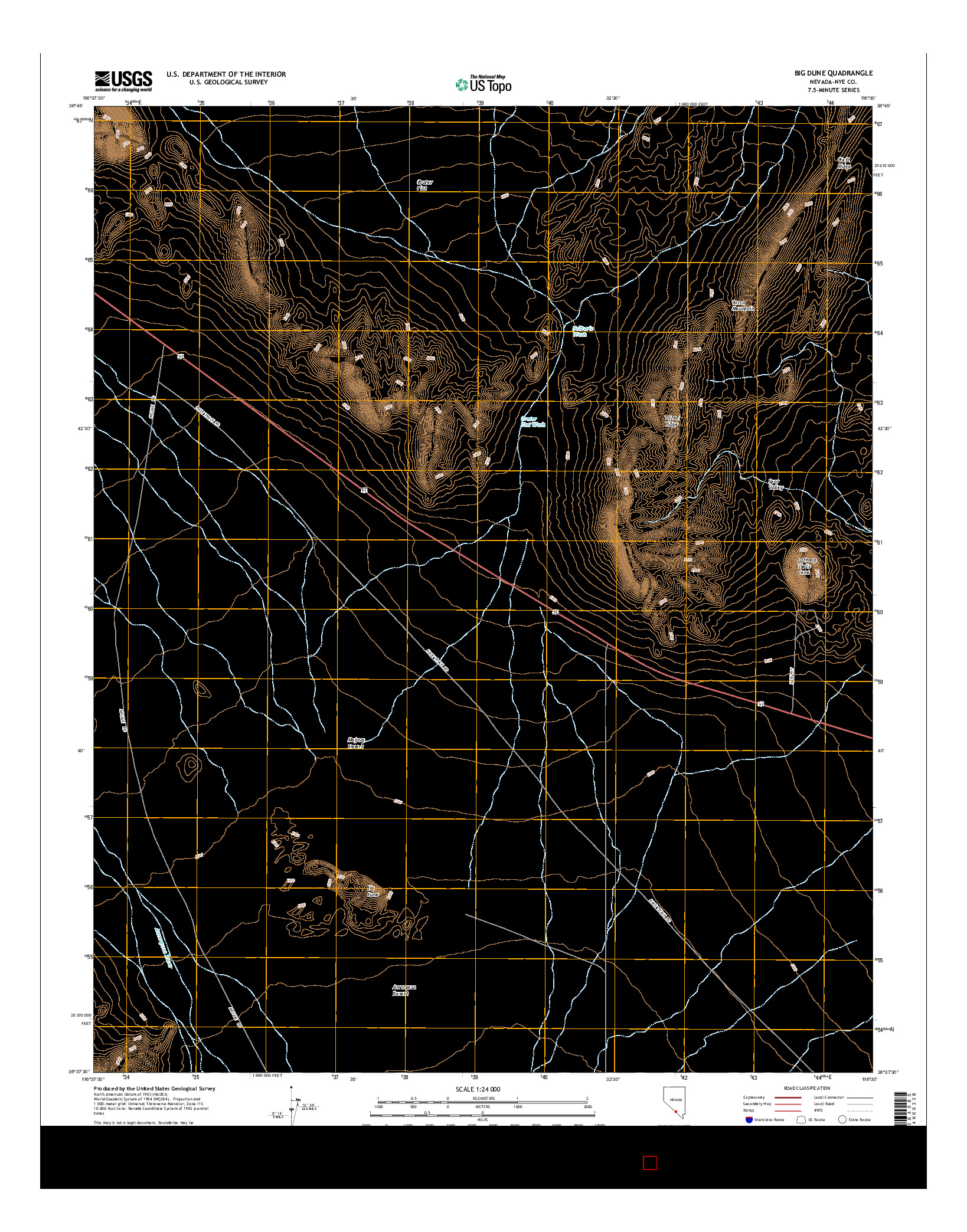 USGS US TOPO 7.5-MINUTE MAP FOR BIG DUNE, NV 2014