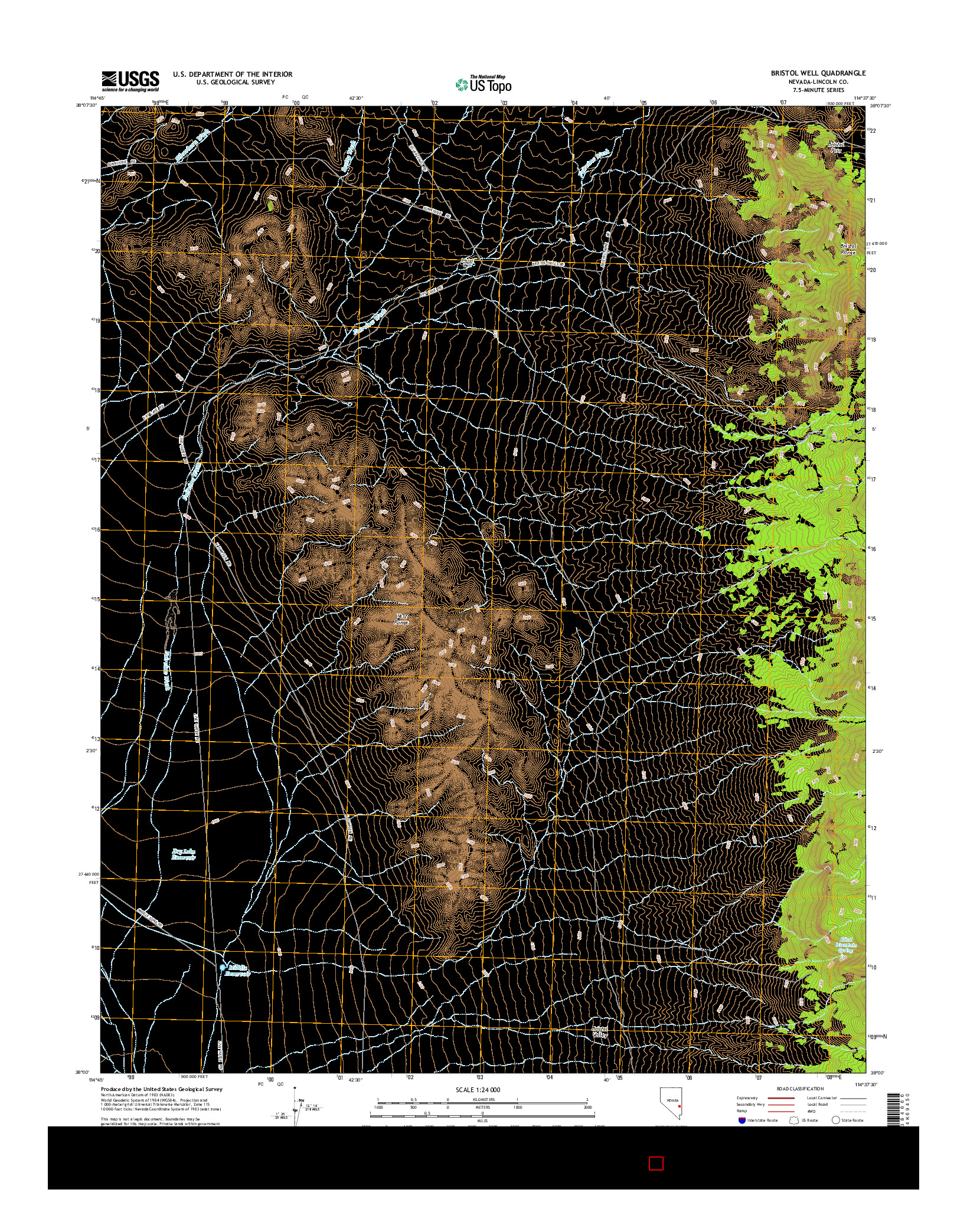 USGS US TOPO 7.5-MINUTE MAP FOR BRISTOL WELL, NV 2014