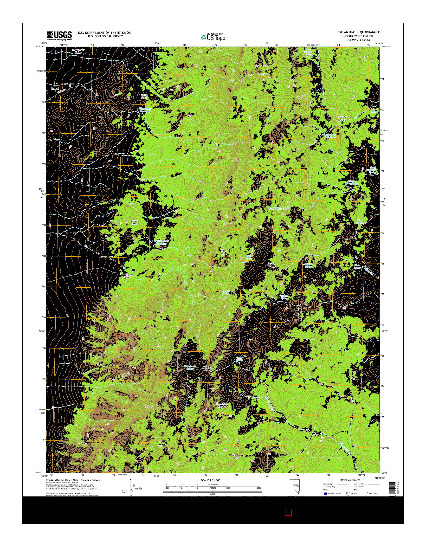 USGS US TOPO 7.5-MINUTE MAP FOR BROWN KNOLL, NV 2014