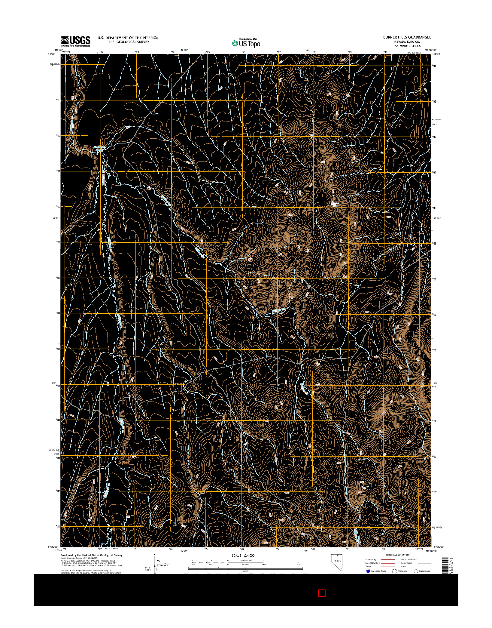 USGS US TOPO 7.5-MINUTE MAP FOR BURNER HILLS, NV 2014