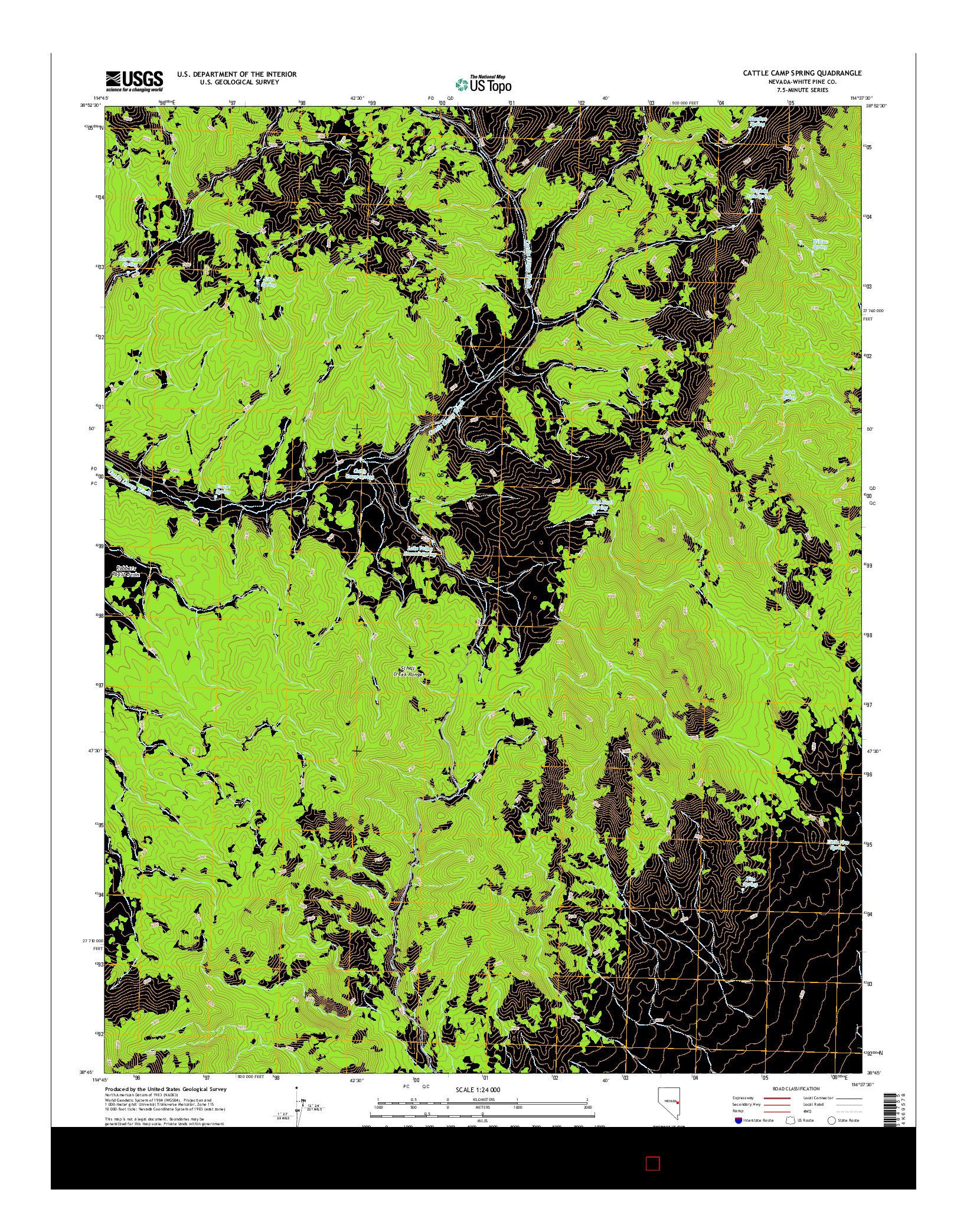 USGS US TOPO 7.5-MINUTE MAP FOR CATTLE CAMP SPRING, NV 2014