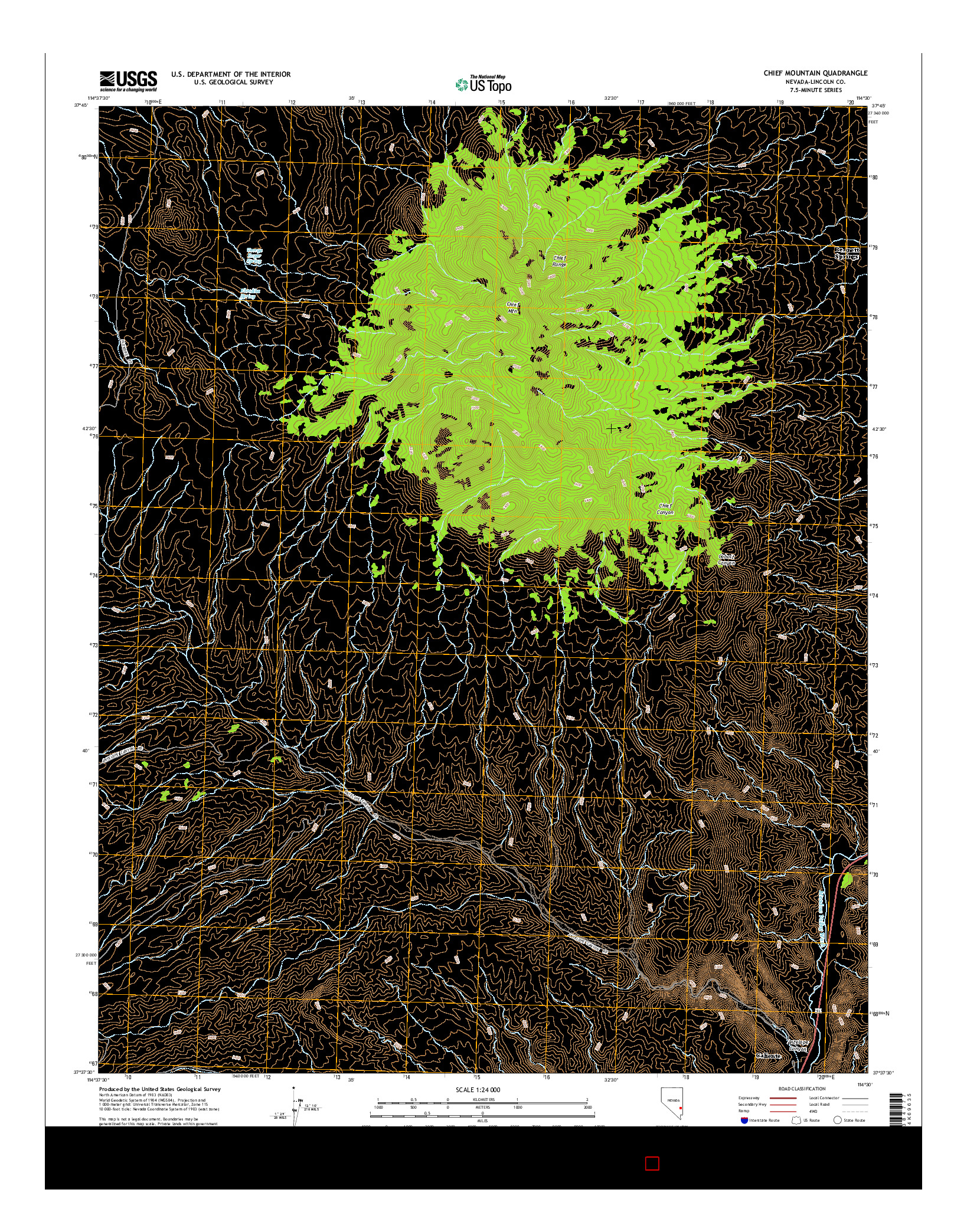 USGS US TOPO 7.5-MINUTE MAP FOR CHIEF MOUNTAIN, NV 2014