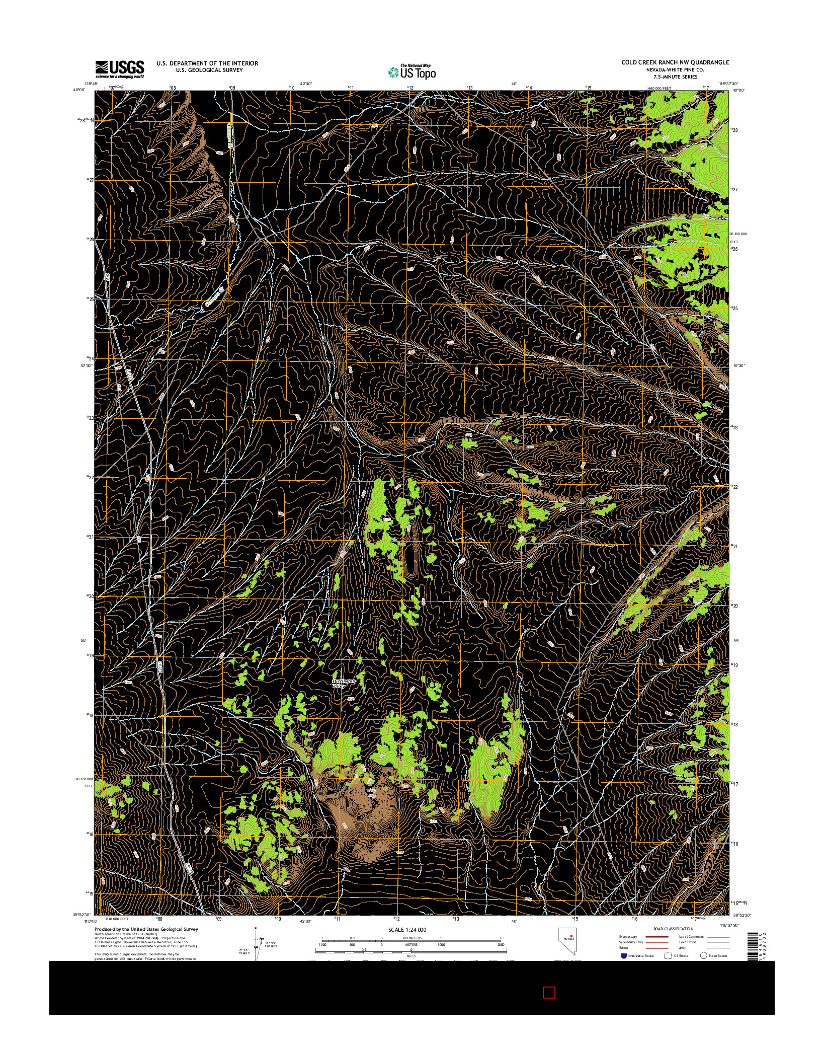 USGS US TOPO 7.5-MINUTE MAP FOR COLD CREEK RANCH NW, NV 2014