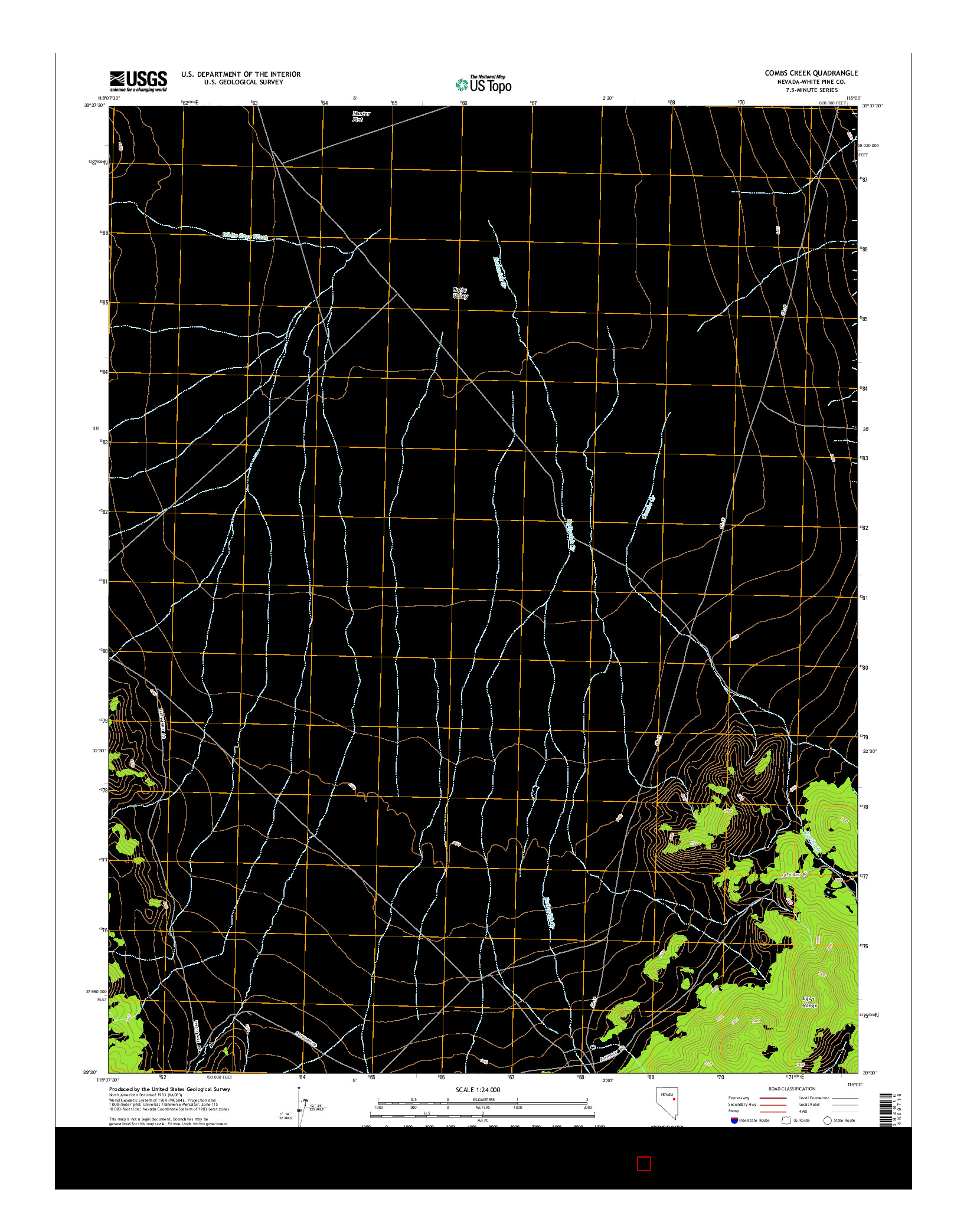 USGS US TOPO 7.5-MINUTE MAP FOR COMBS CREEK, NV 2014