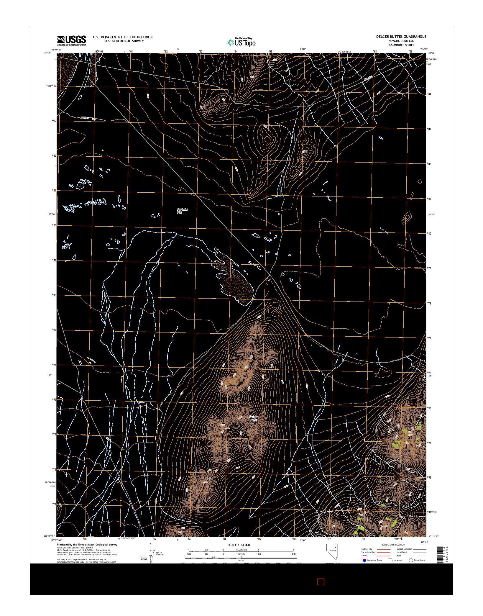 USGS US TOPO 7.5-MINUTE MAP FOR DELCER BUTTES, NV 2014