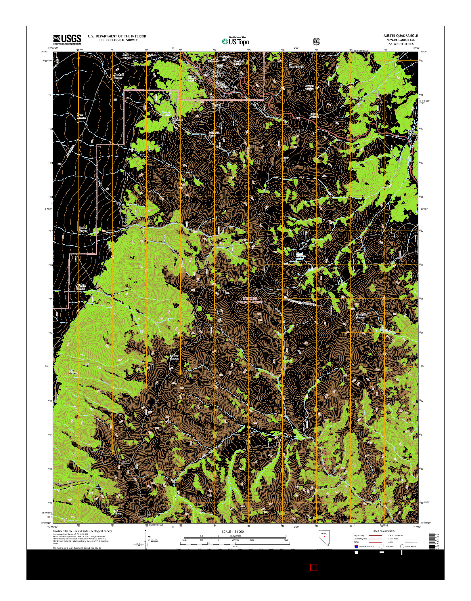USGS US TOPO 7.5-MINUTE MAP FOR AUSTIN, NV 2014