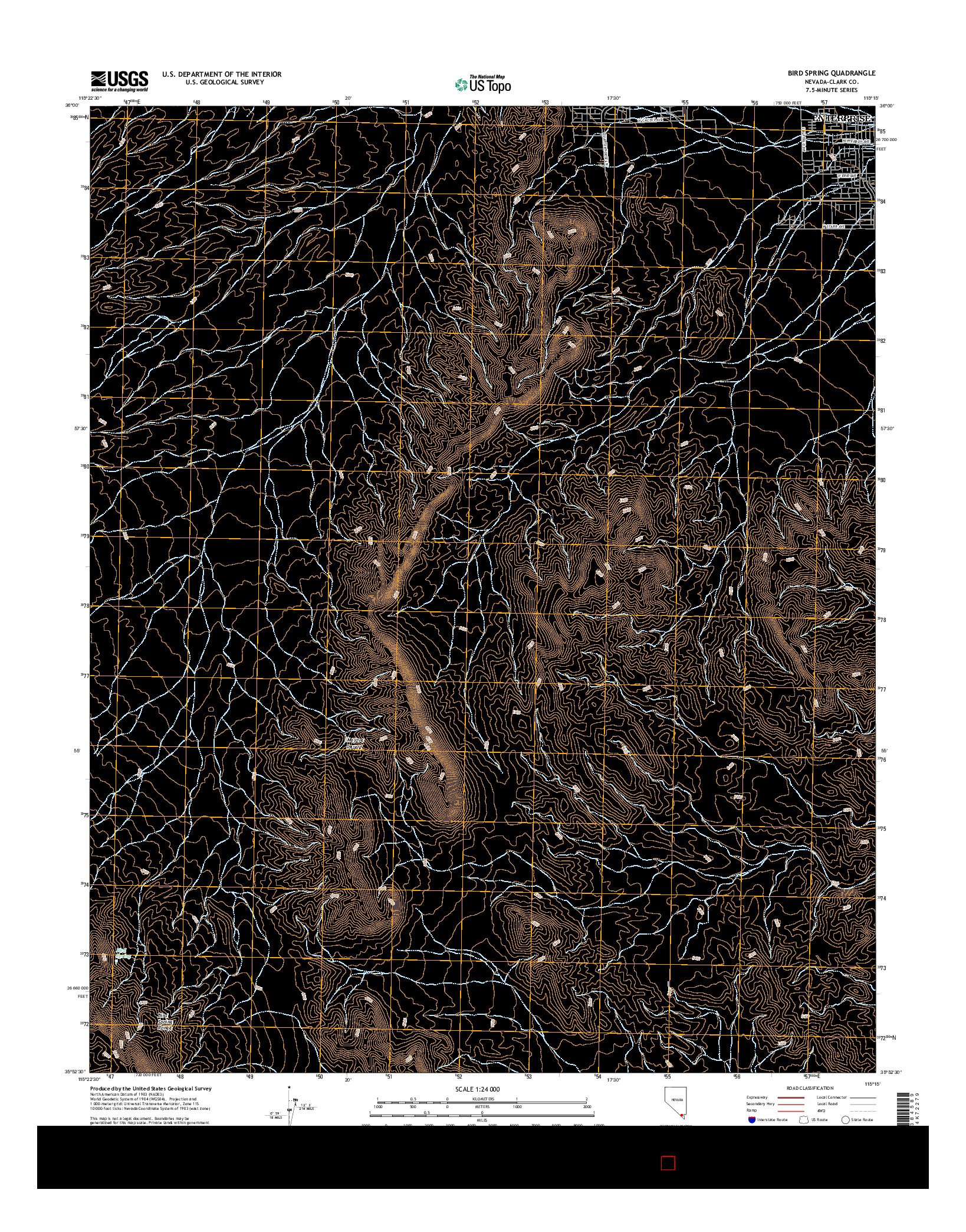 USGS US TOPO 7.5-MINUTE MAP FOR BIRD SPRING, NV 2014