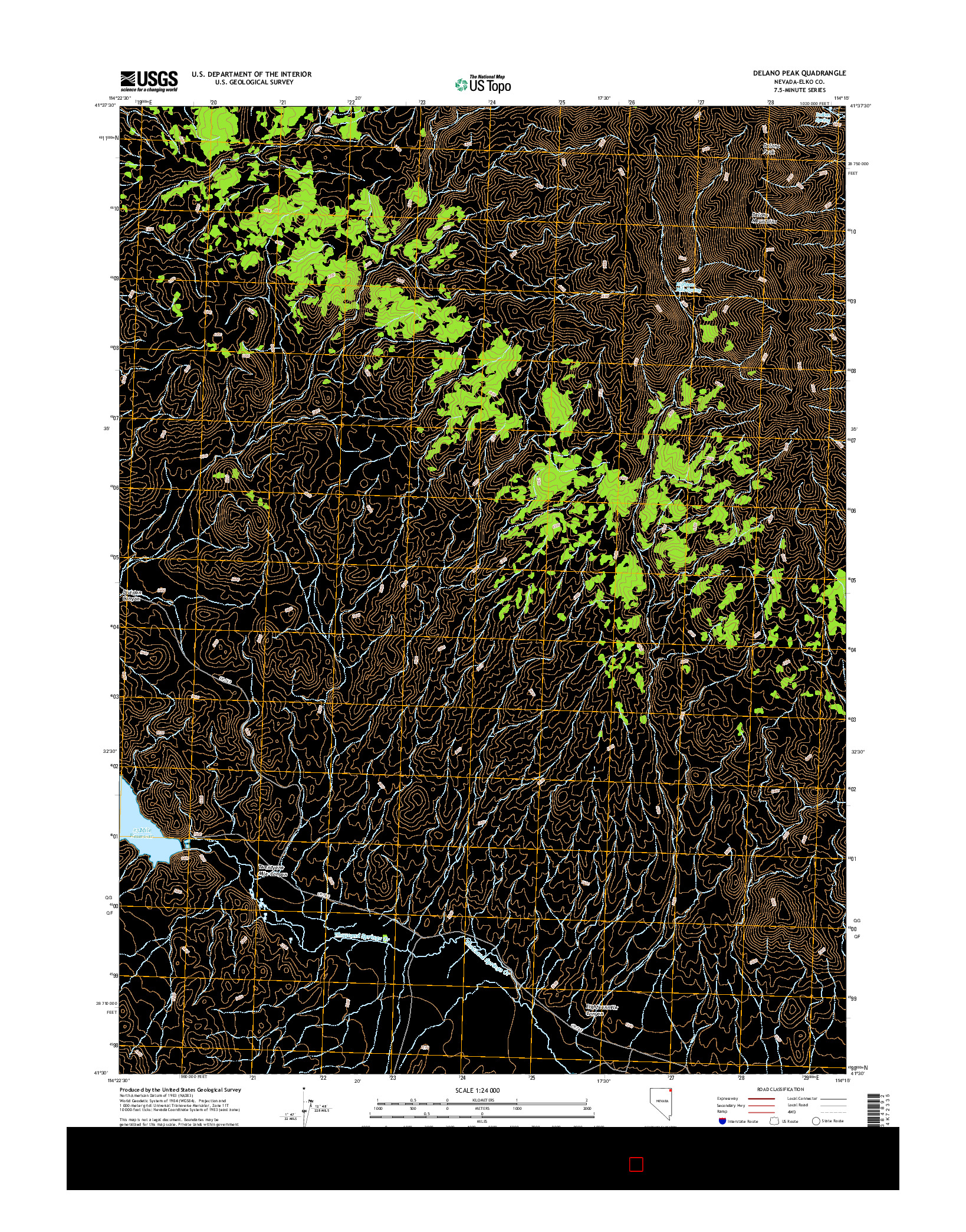USGS US TOPO 7.5-MINUTE MAP FOR DELANO PEAK, NV 2014