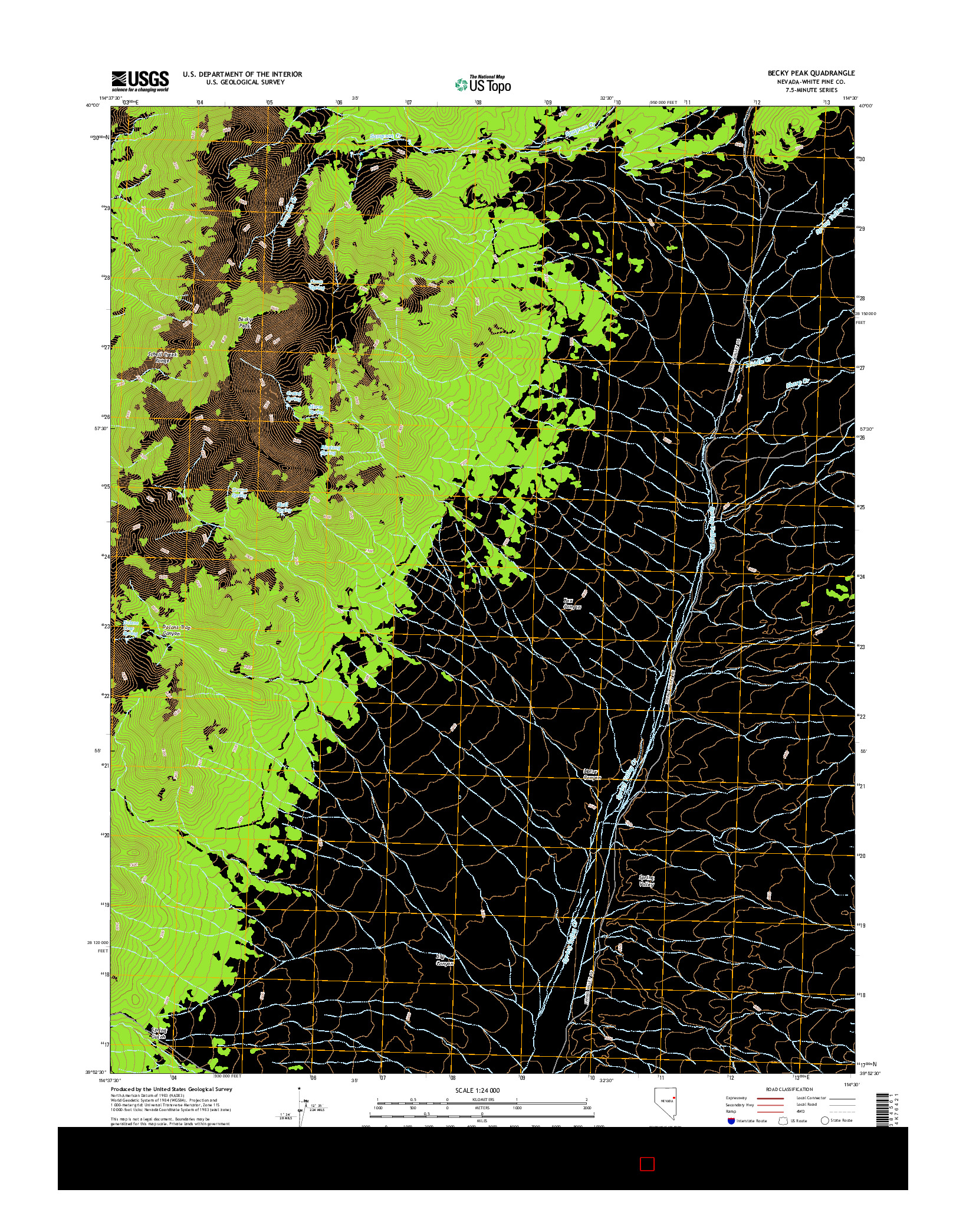 USGS US TOPO 7.5-MINUTE MAP FOR BECKY PEAK, NV 2014