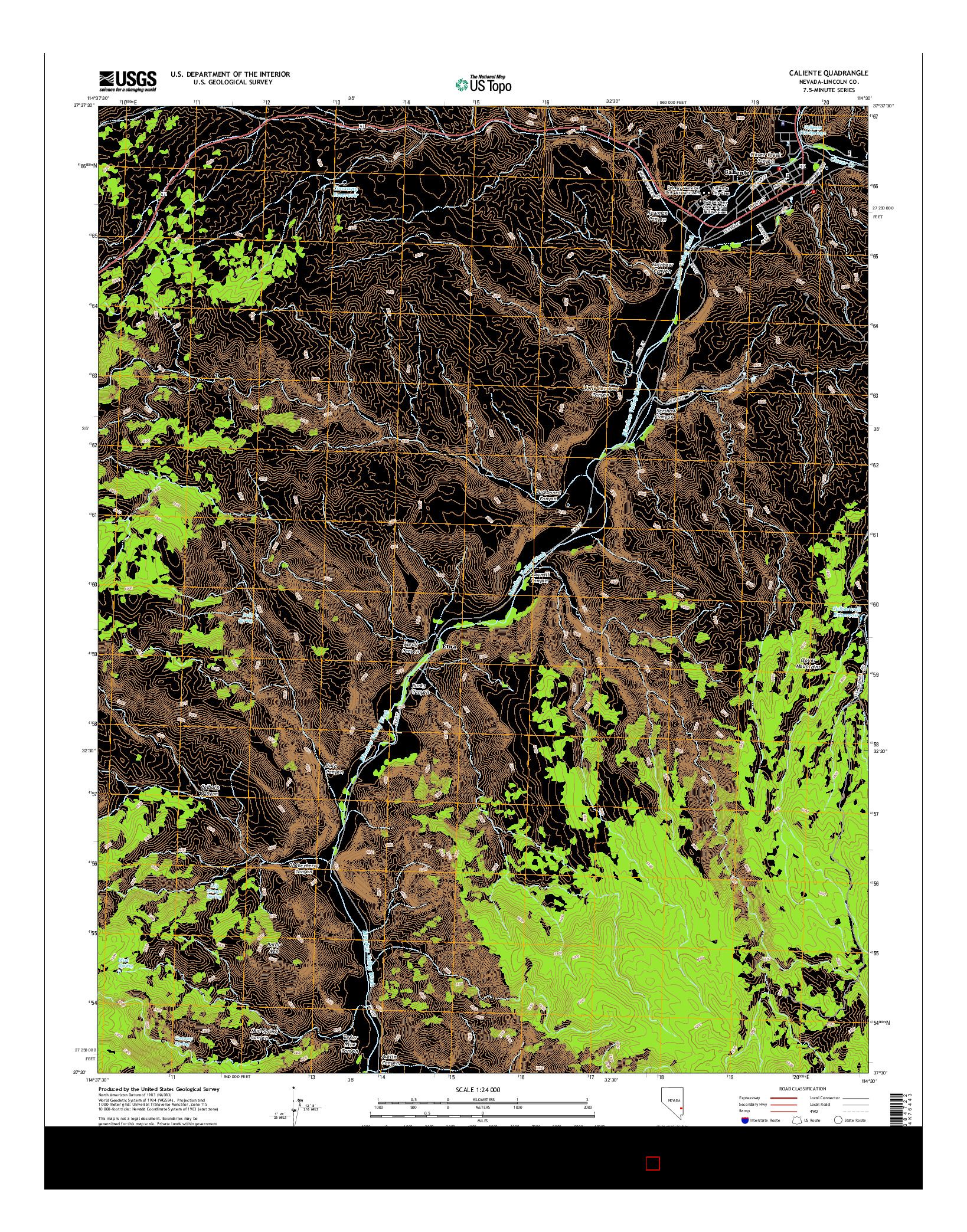 USGS US TOPO 7.5-MINUTE MAP FOR CALIENTE, NV 2014