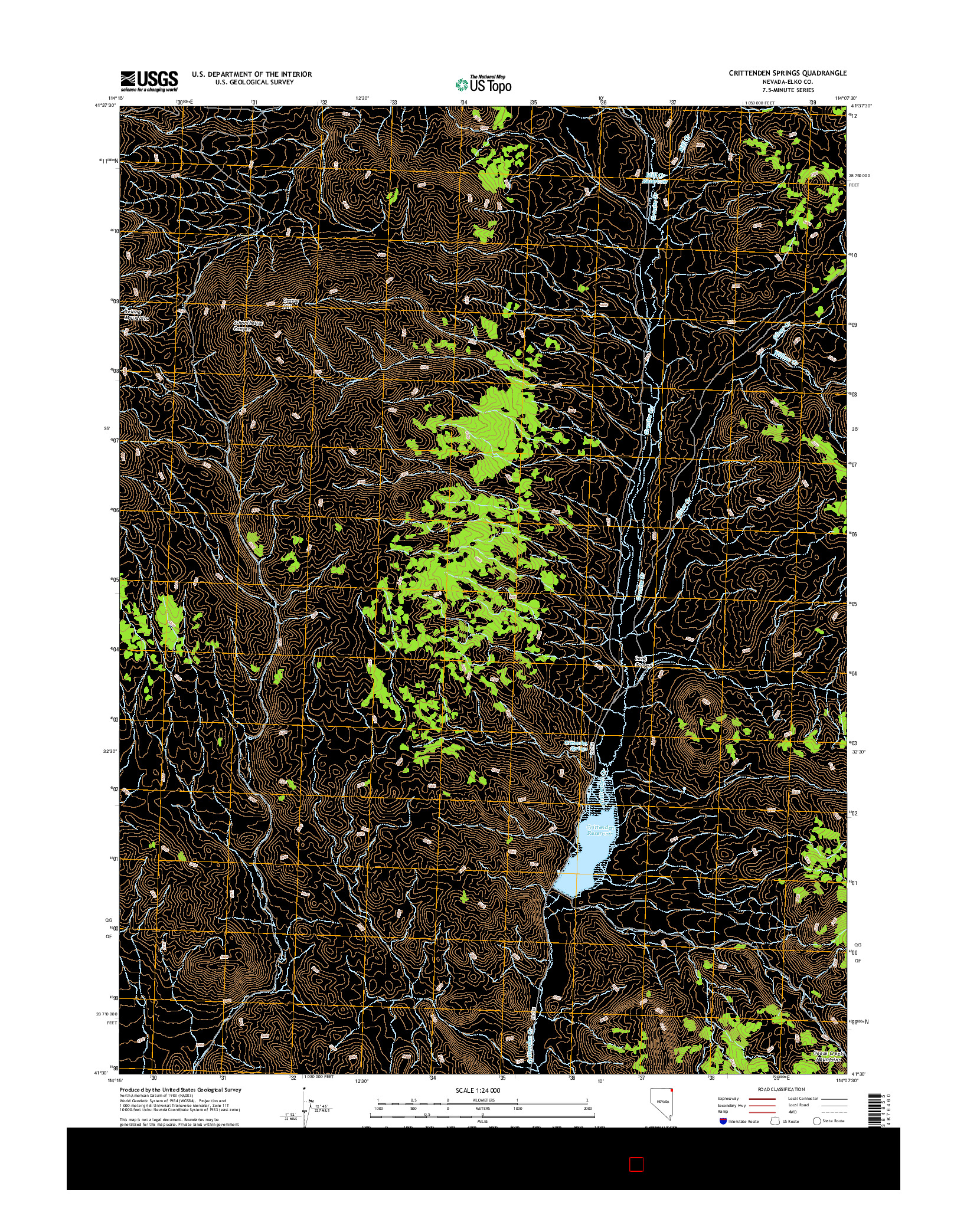 USGS US TOPO 7.5-MINUTE MAP FOR CRITTENDEN SPRINGS, NV 2014