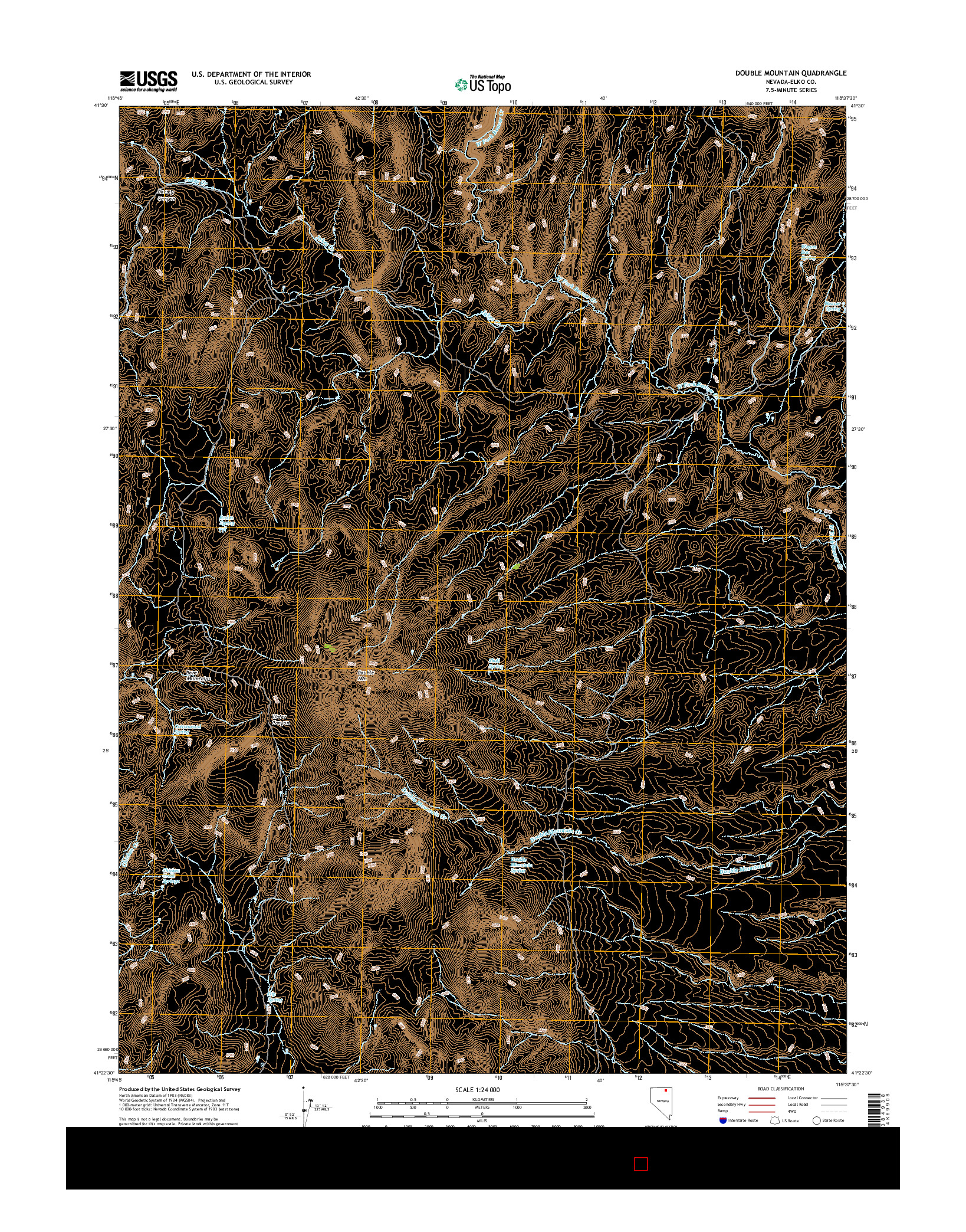 USGS US TOPO 7.5-MINUTE MAP FOR DOUBLE MOUNTAIN, NV 2014