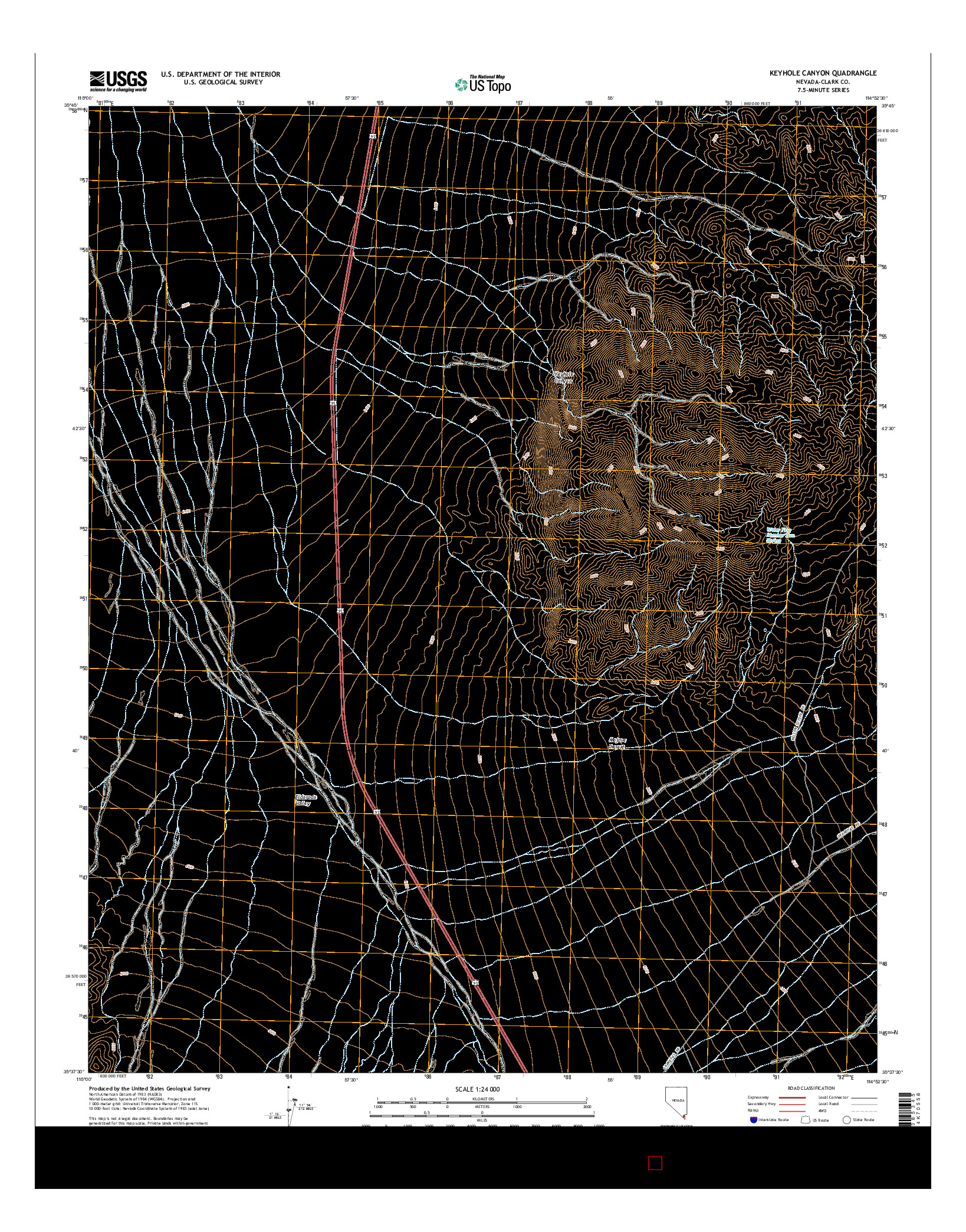 USGS US TOPO 7.5-MINUTE MAP FOR KEYHOLE CANYON, NV 2014