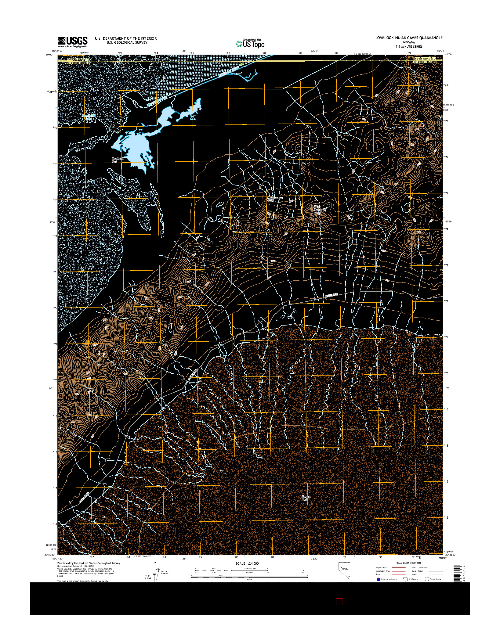 USGS US TOPO 7.5-MINUTE MAP FOR LOVELOCK INDIAN CAVES, NV 2014