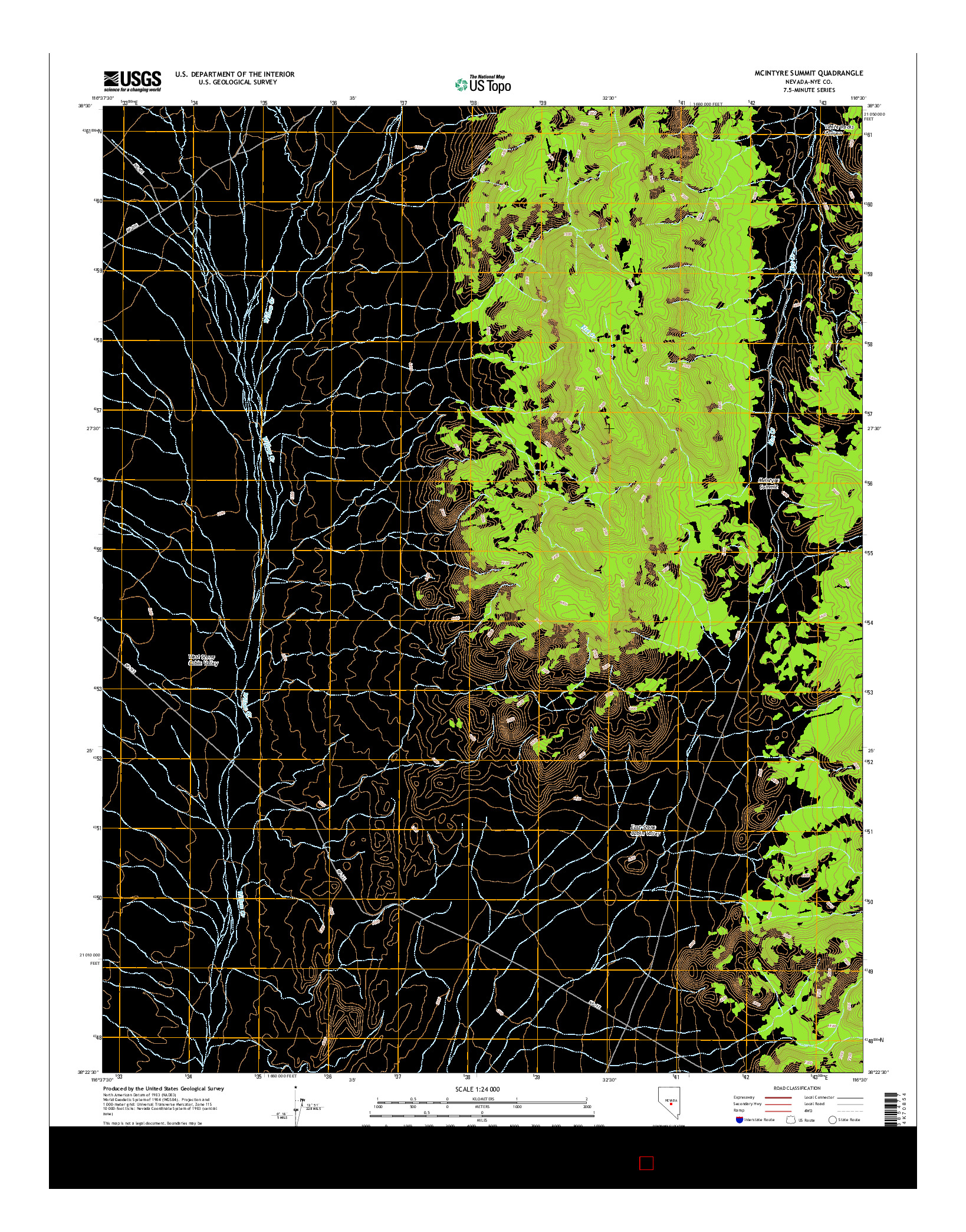 USGS US TOPO 7.5-MINUTE MAP FOR MCINTYRE SUMMIT, NV 2014